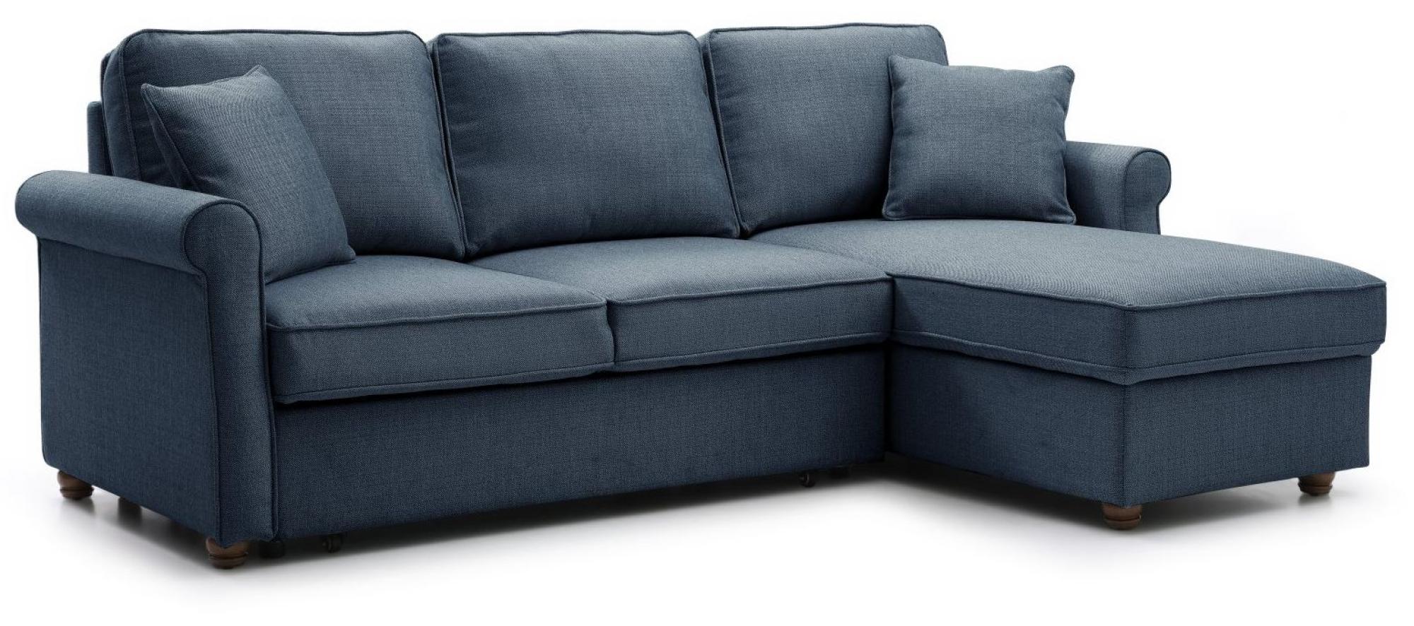 Product photograph of Arthur Navy Blue Fabric Corner Pull Out Sofa Bed With Storage from Choice Furniture Superstore.