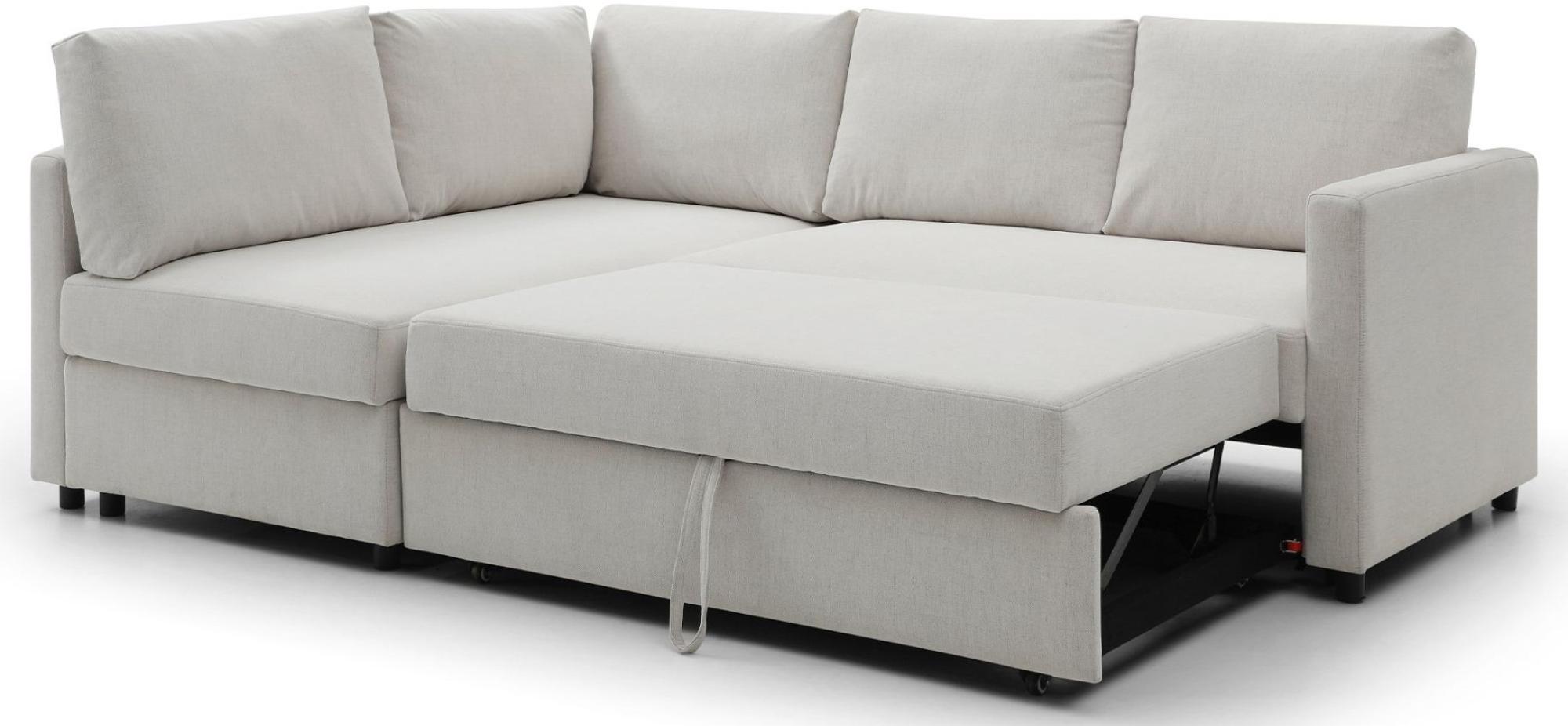 Product photograph of Clara Natural Cream Fabric Corner Pull Out Sofa Bed With Storage from Choice Furniture Superstore.