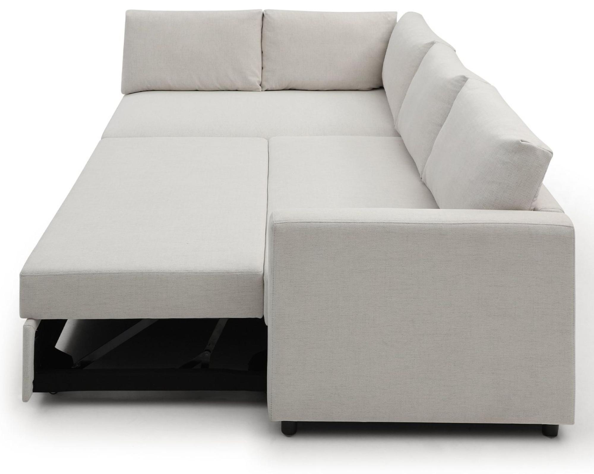 Product photograph of Clara Natural Cream Fabric Corner Pull Out Sofa Bed With Storage from Choice Furniture Superstore.