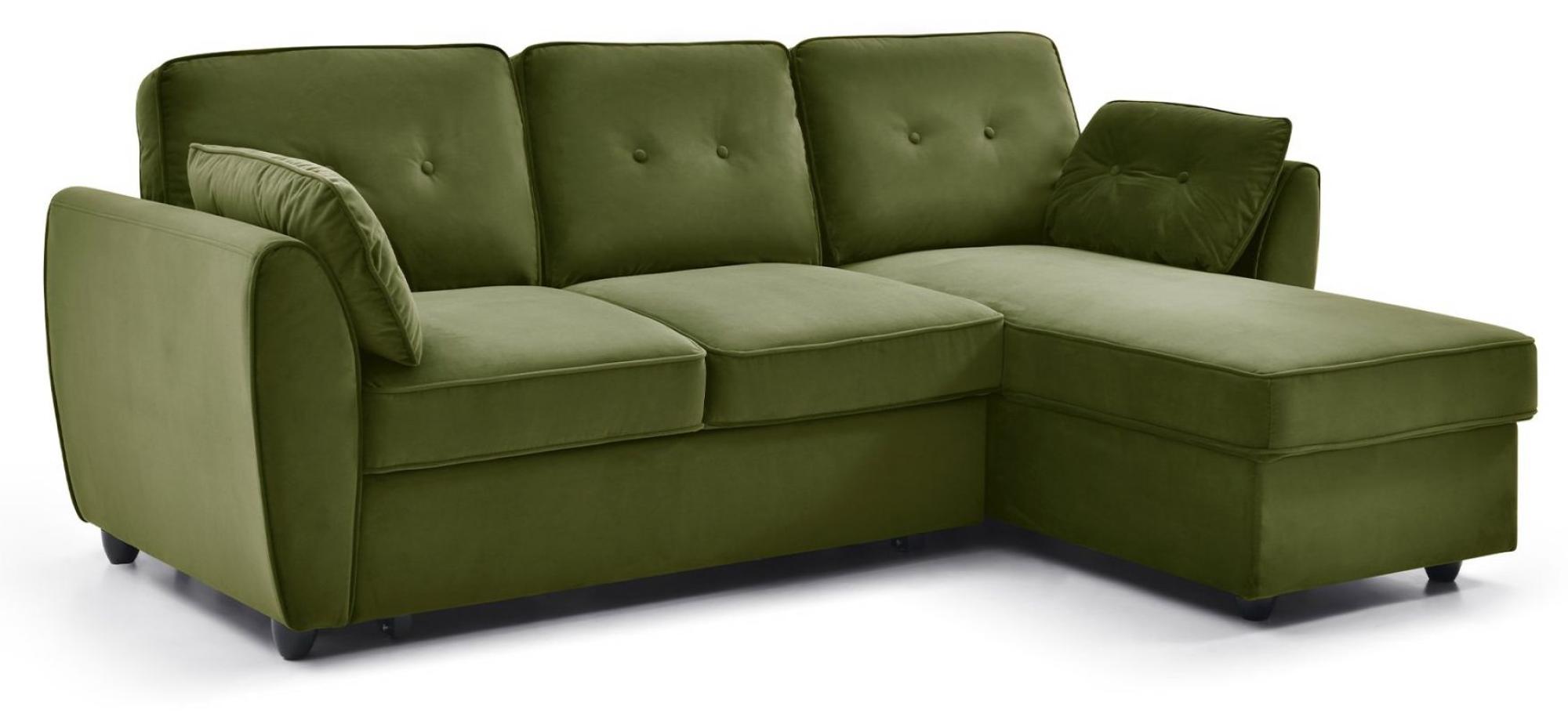 Product photograph of Willow Olive Green Velvet Fabric Corner Pull Out Sofa Bed With Storage from Choice Furniture Superstore.