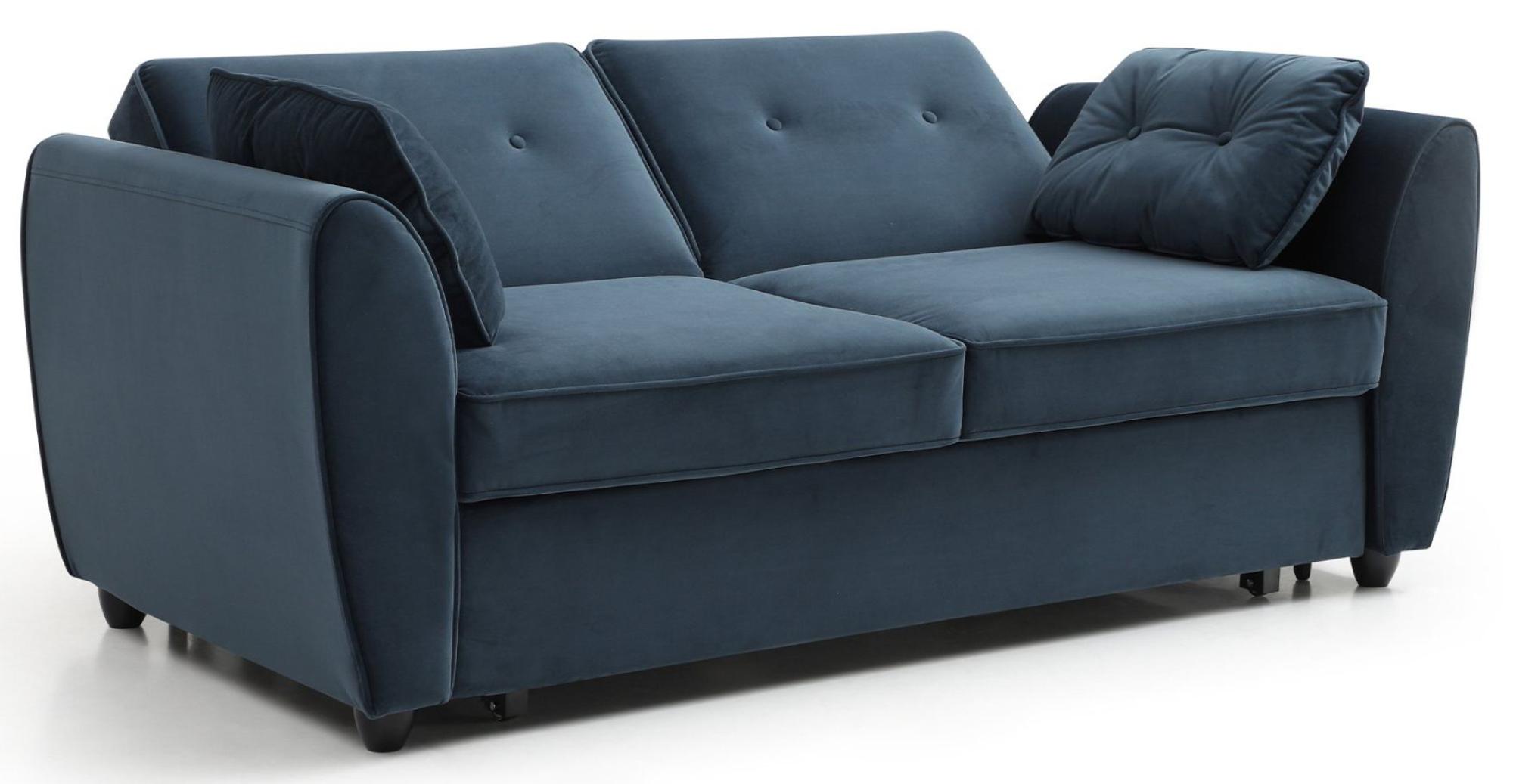 Product photograph of Willow Ink Blue Velvet Fabric 2 Seater Pull Out Sofa Bed from Choice Furniture Superstore.