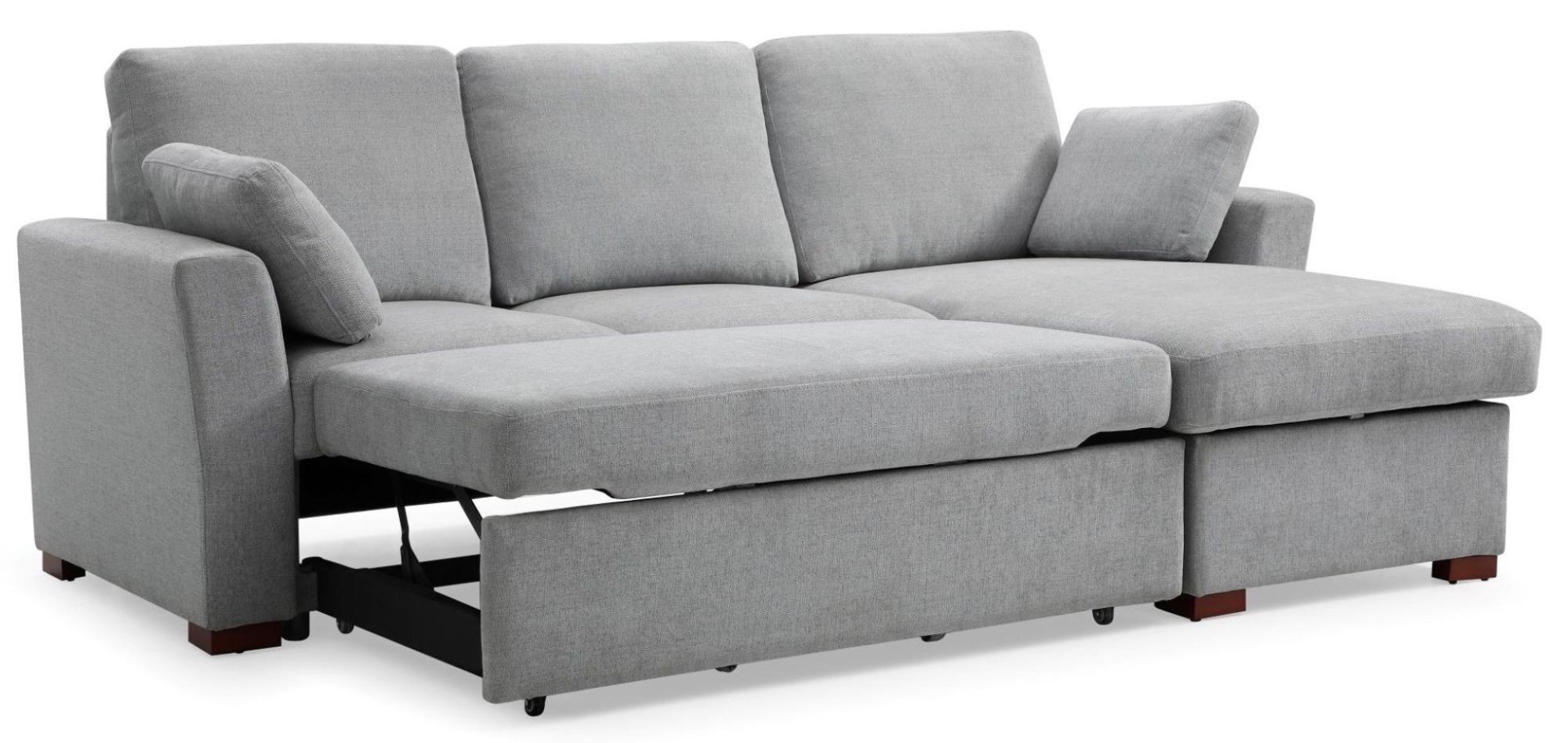 Product photograph of Sorrento Grey Fabric Corner Pull Out Sofa Bed With Storage from Choice Furniture Superstore.