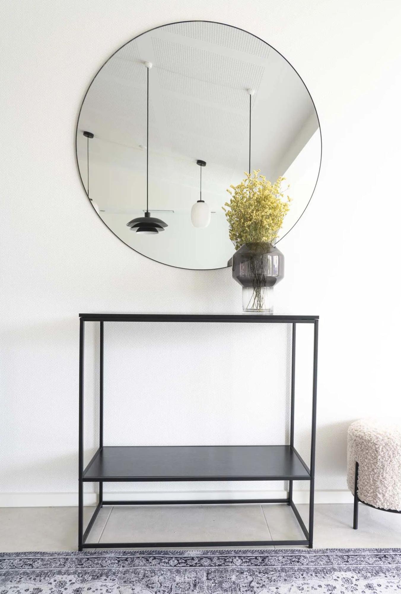 Product photograph of Sulligent Black Round Wall Mirror - 100cm X 100cm from Choice Furniture Superstore.