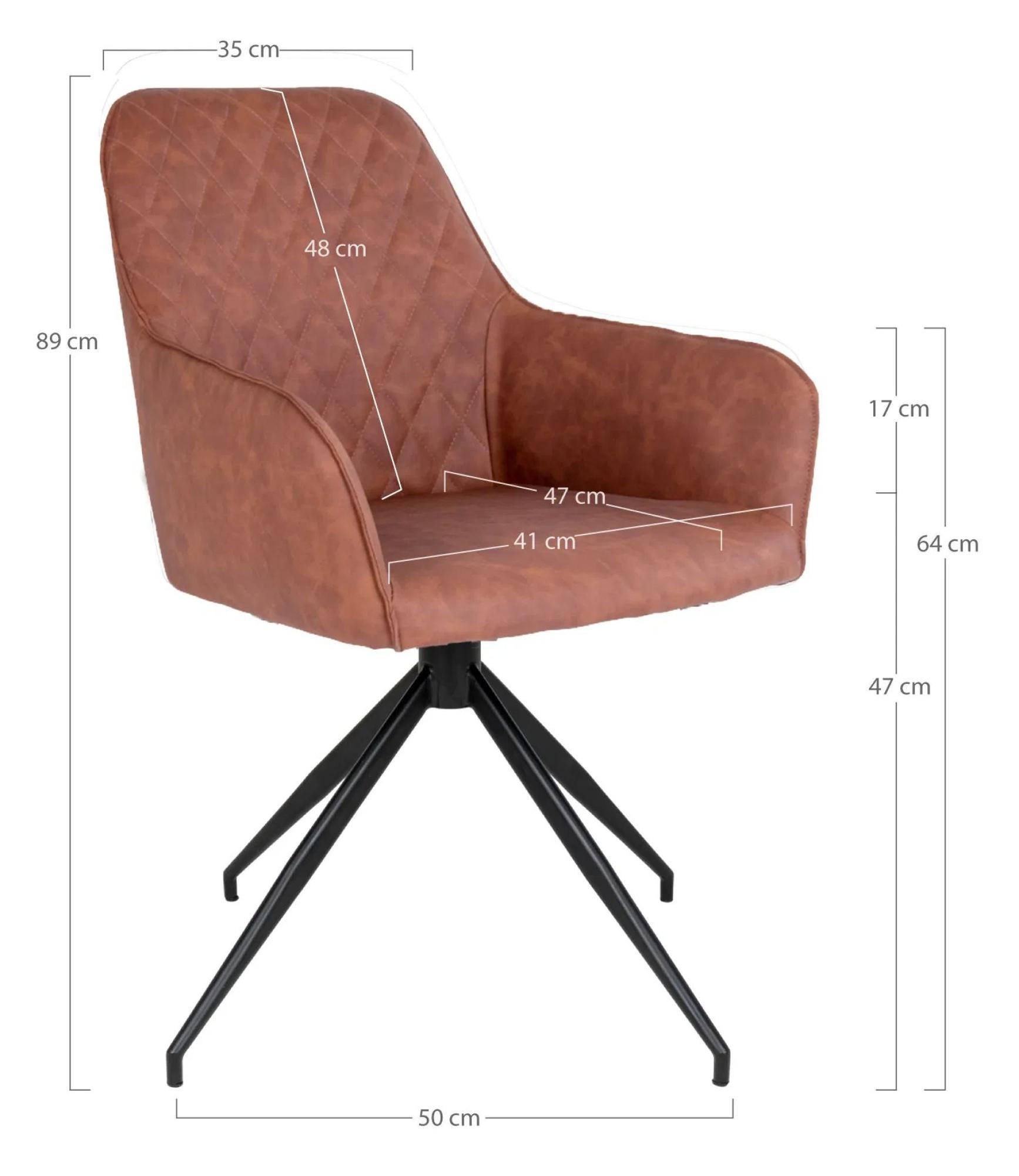 Product photograph of 2 X Vance Brown Leather Swivel Dining Chair With Black Legs from Choice Furniture Superstore.
