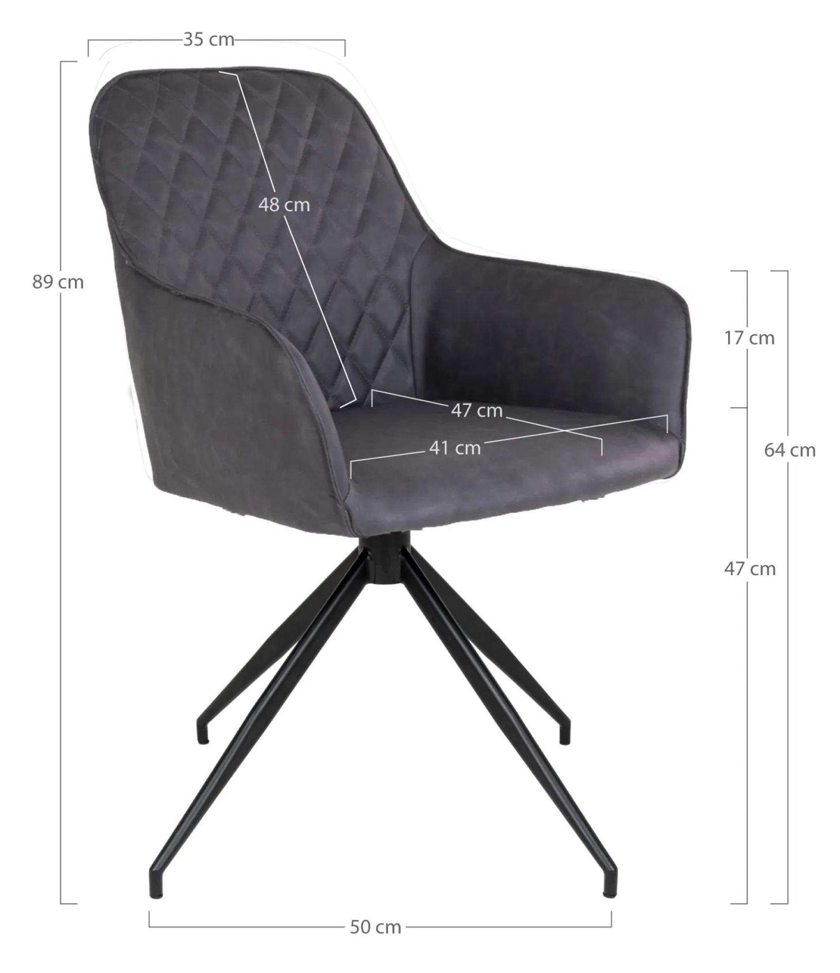 Product photograph of Set Of 2 Harbo Dark Grey Leather Swivel Dining Chair With Black Legs from Choice Furniture Superstore.