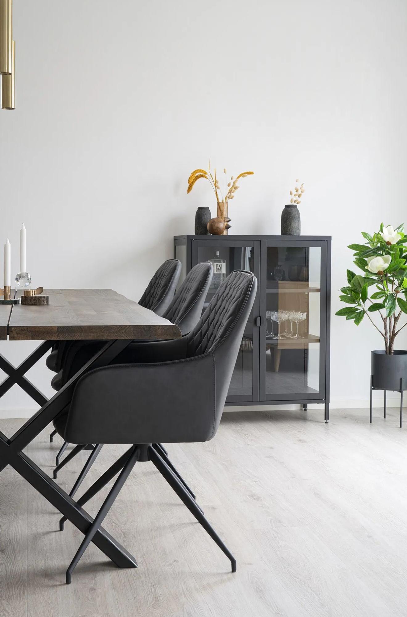 Product photograph of Set Of 2 Harbo Dark Grey Leather Swivel Dining Chair With Black Legs from Choice Furniture Superstore.