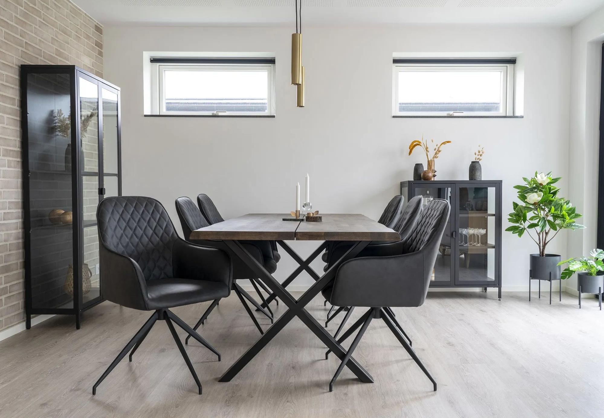 Product photograph of Set Of 2 Harbo Dark Grey Leather Swivel Dining Chair With Black Legs from Choice Furniture Superstore.