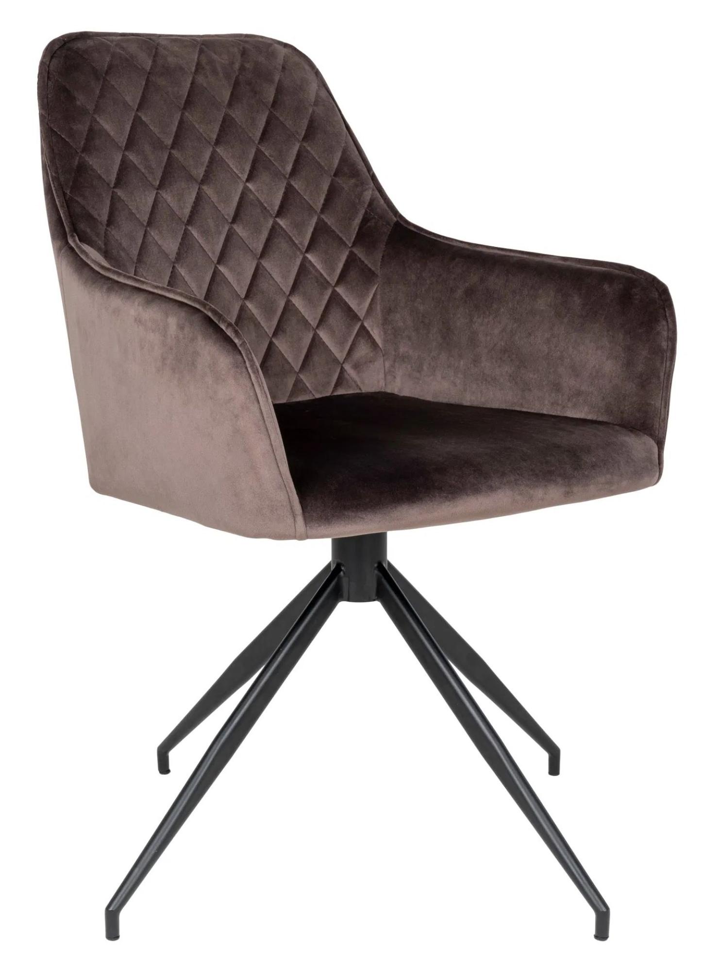 Product photograph of Set Of 2 Harbo Light Brown Velvet Fabric Swivel Dining Chair With Black Legs from Choice Furniture Superstore.