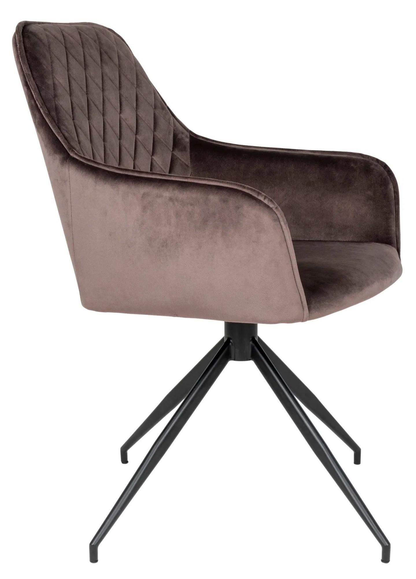 Product photograph of Set Of 2 Harbo Light Brown Velvet Fabric Swivel Dining Chair With Black Legs from Choice Furniture Superstore.