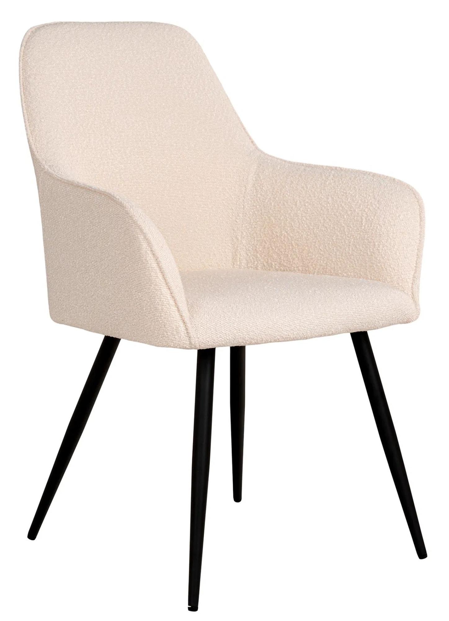 Product photograph of Set Of 2 Vance White Boulce Fabric Dining Chair With Black Legs from Choice Furniture Superstore.