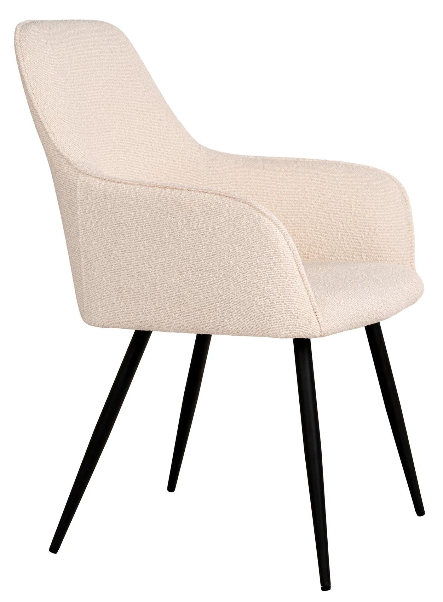 Product photograph of Set Of 2 Vance White Boulce Fabric Dining Chair With Black Legs from Choice Furniture Superstore.