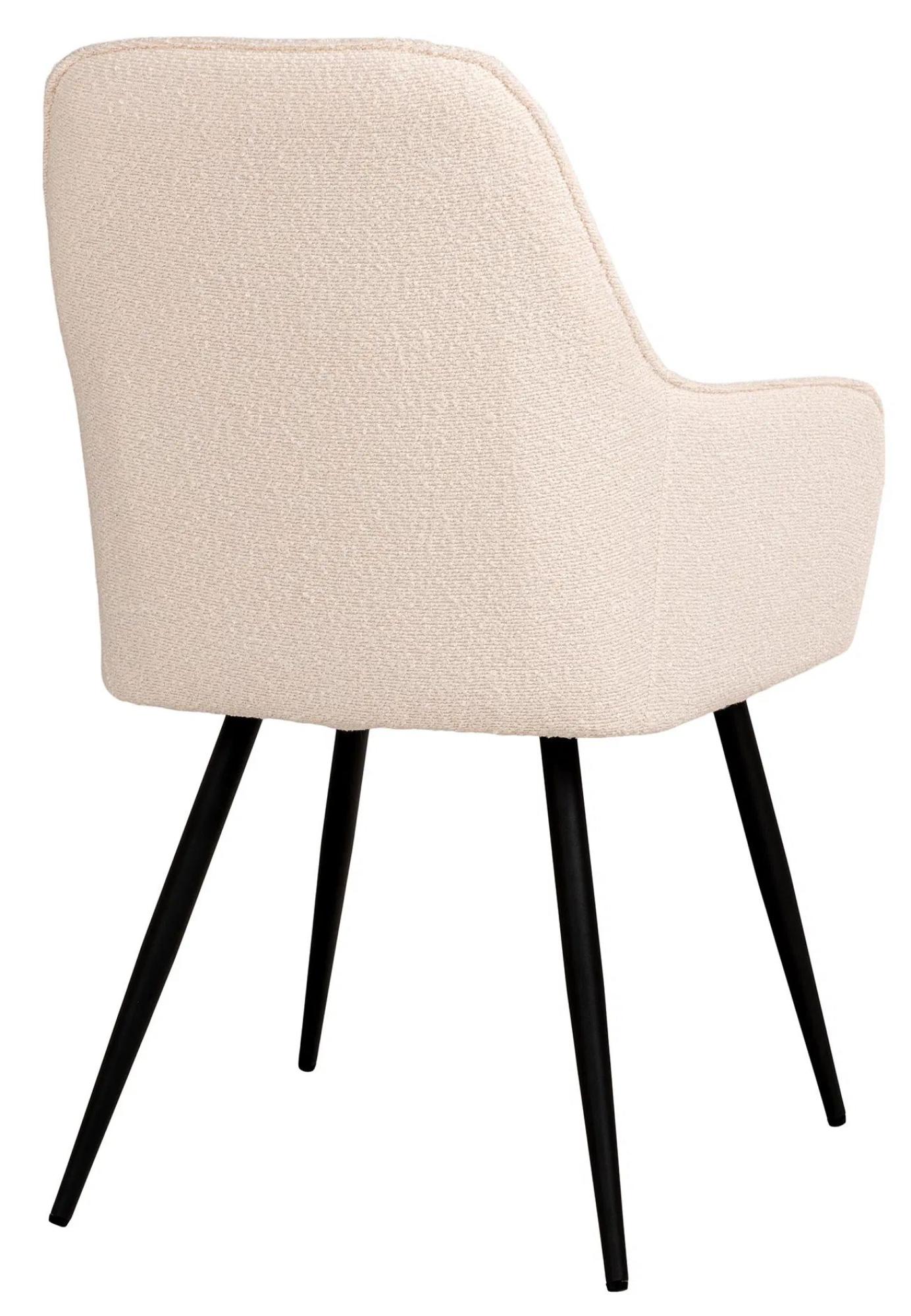 Product photograph of Set Of 2 Vance White Boulce Fabric Dining Chair With Black Legs from Choice Furniture Superstore.