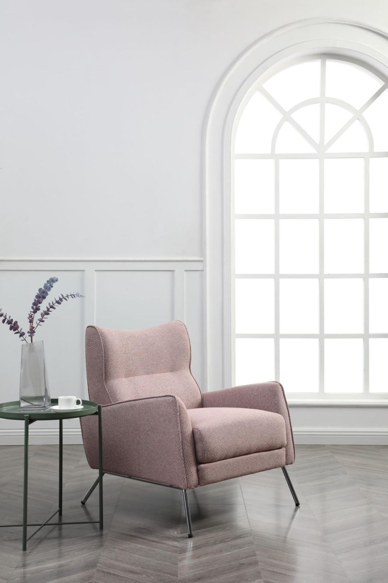 Product photograph of Chloe Pink Fabric Accent Armchair from Choice Furniture Superstore.