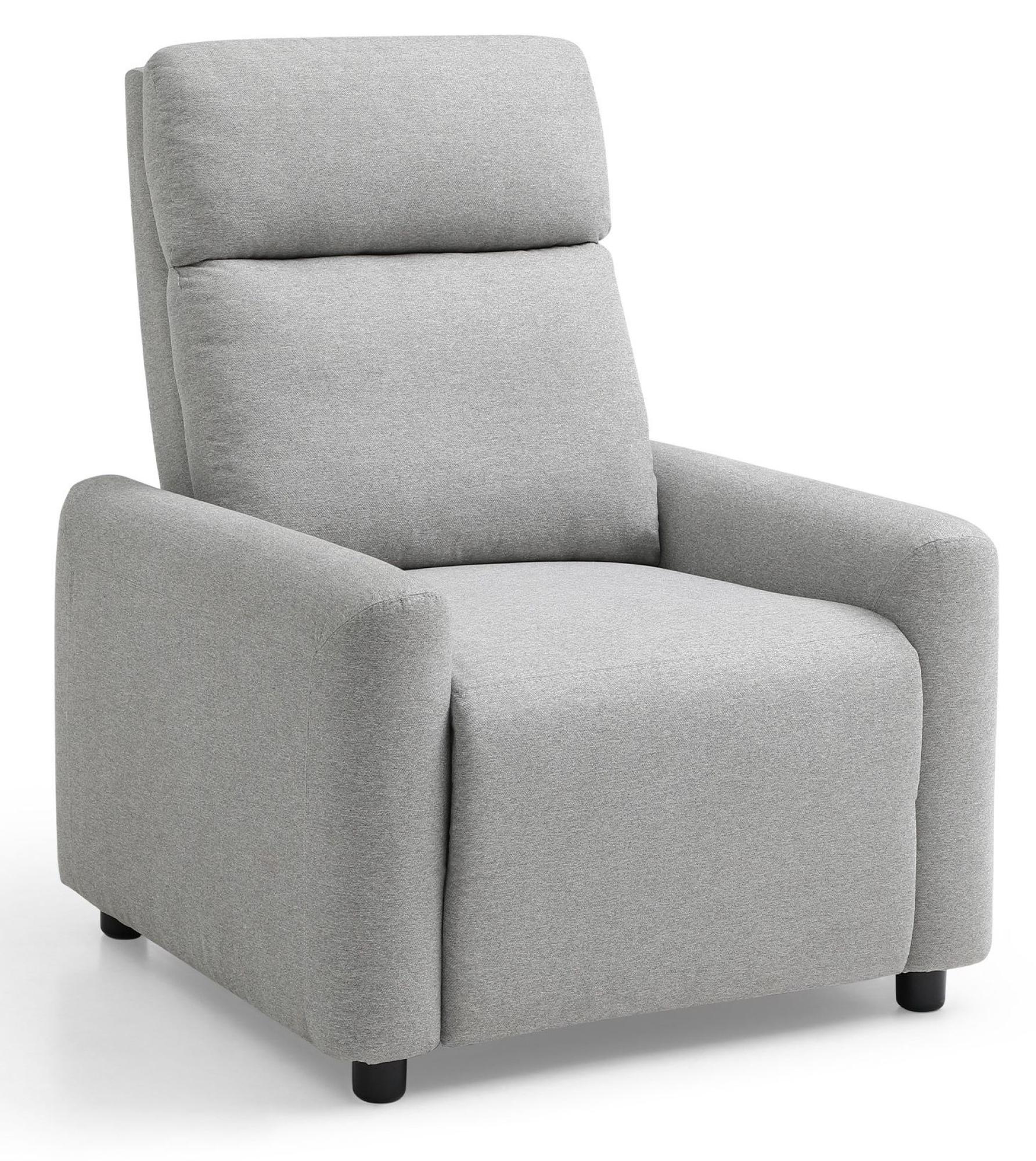 Product photograph of Toby Grey Fabric Push Back Recliner Armchair from Choice Furniture Superstore.