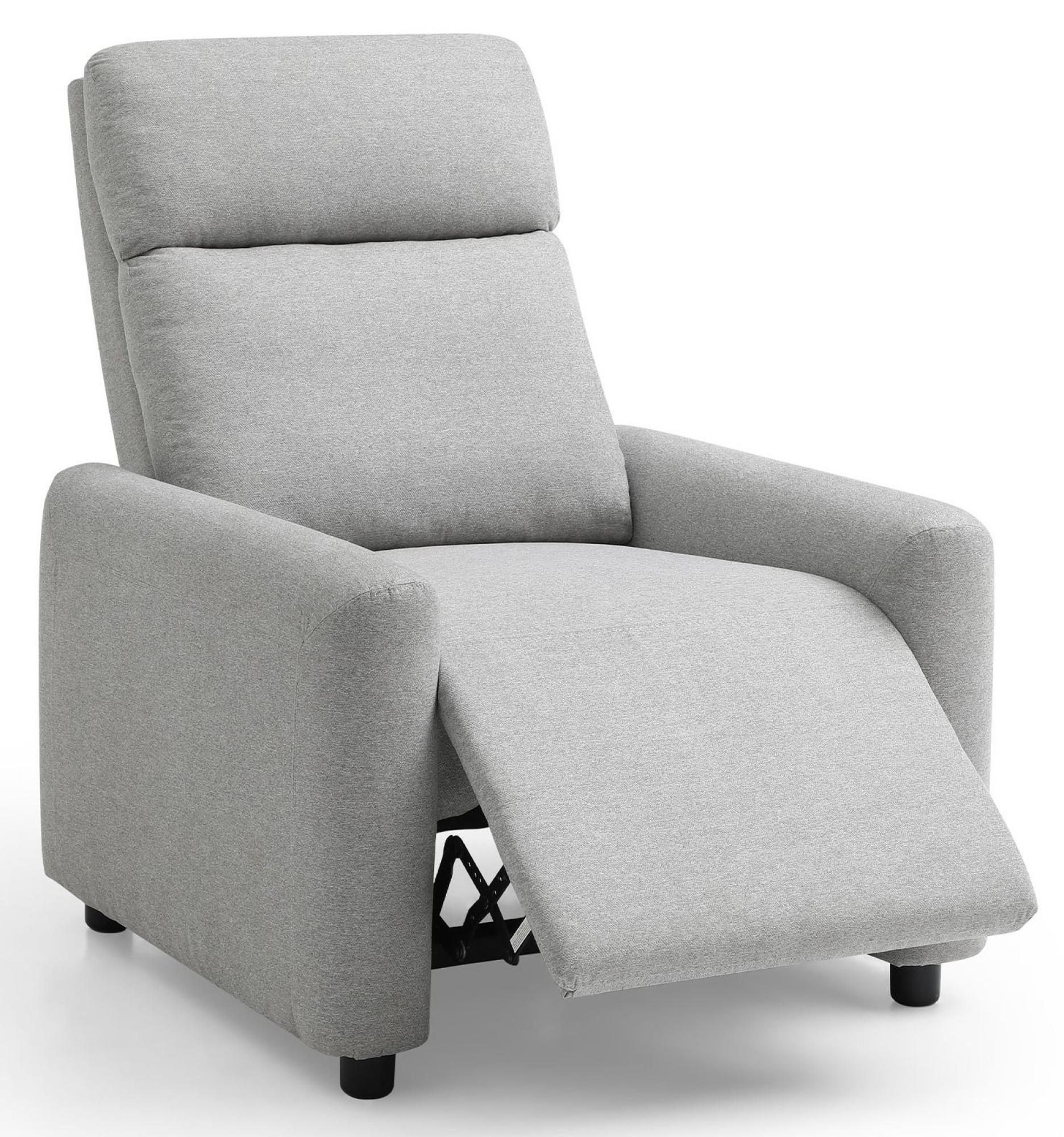 Product photograph of Toby Grey Fabric Push Back Recliner Armchair from Choice Furniture Superstore.