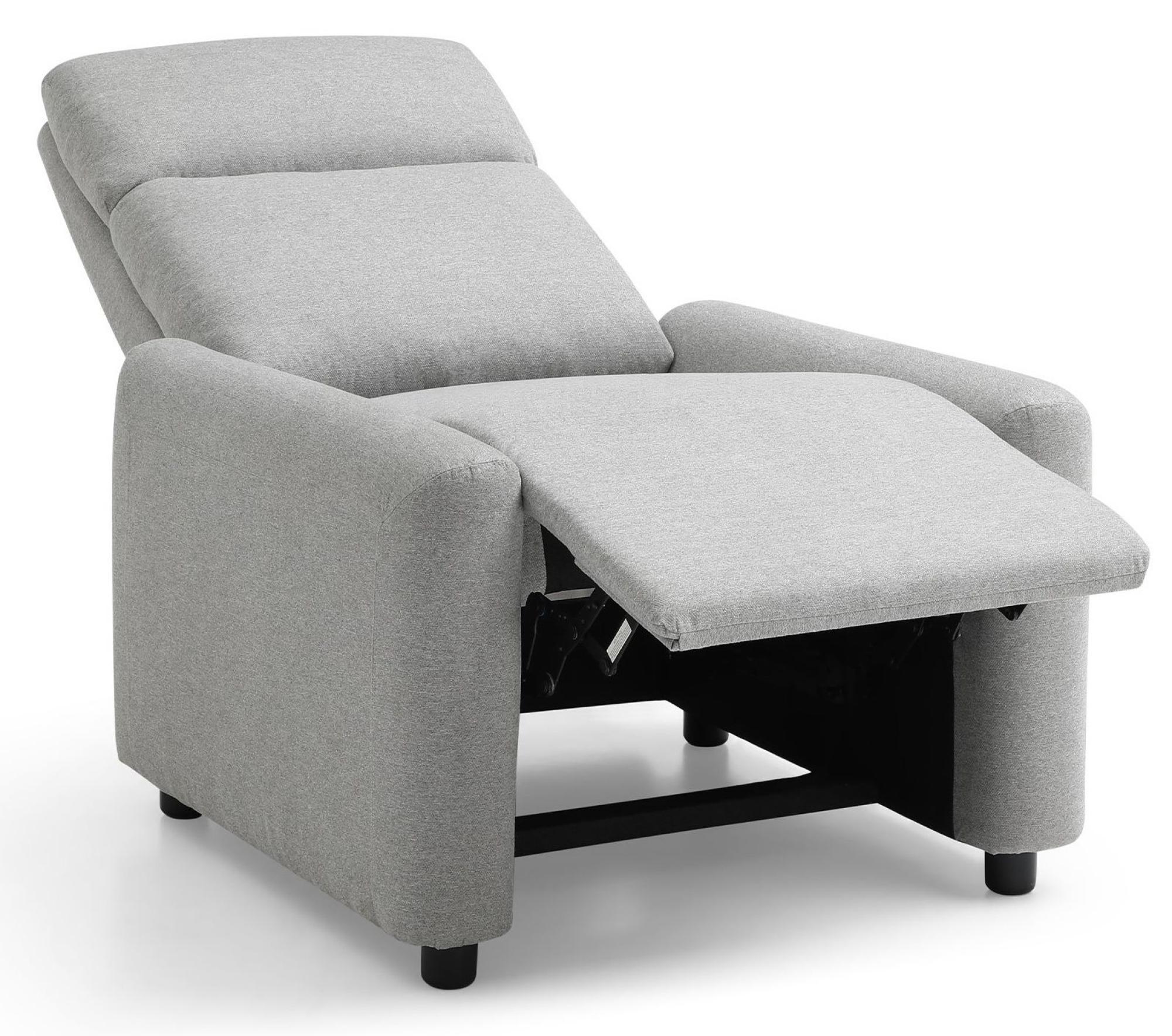 Product photograph of Toby Grey Fabric Push Back Recliner Armchair from Choice Furniture Superstore.