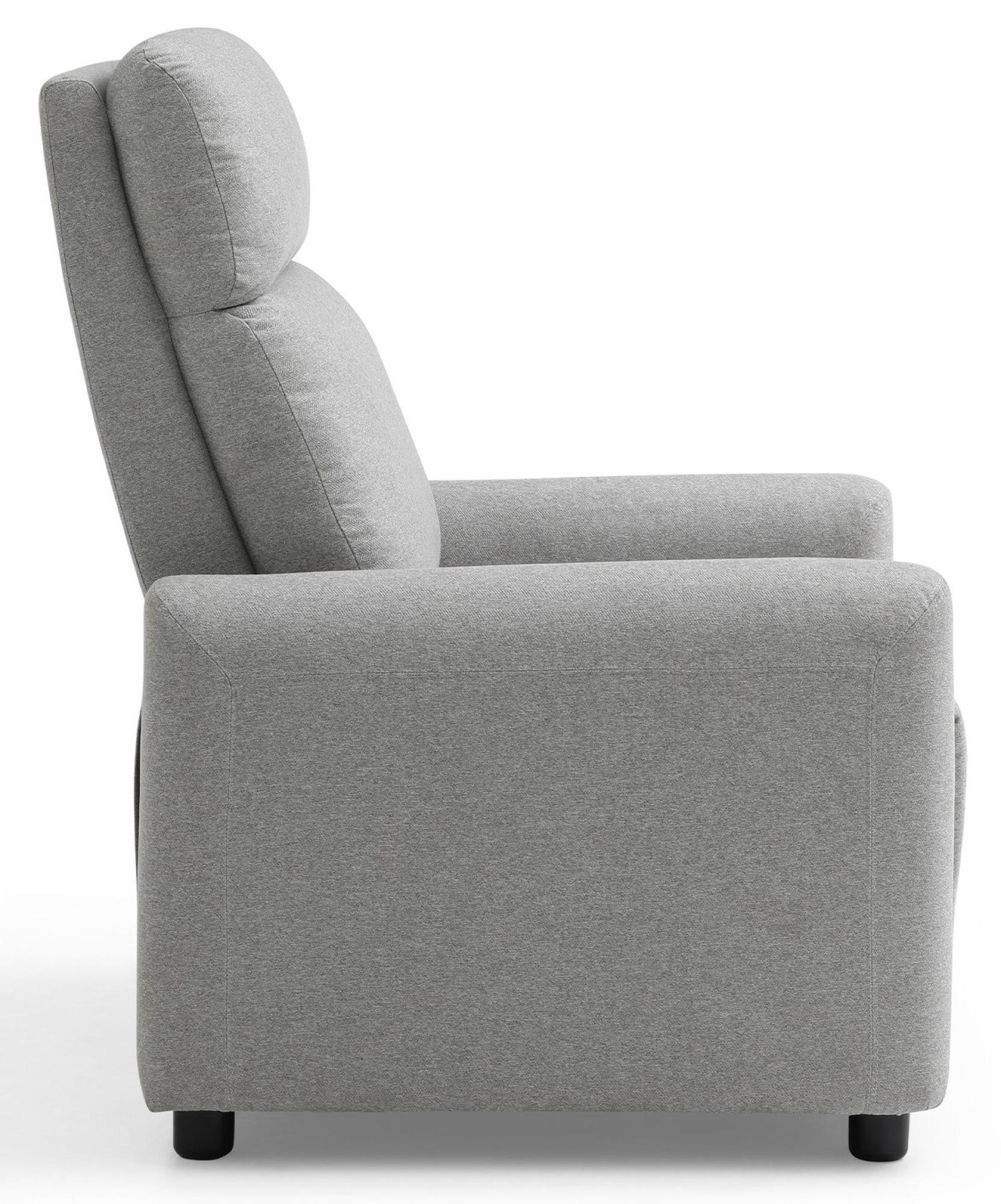 Product photograph of Toby Grey Fabric Push Back Recliner Armchair from Choice Furniture Superstore.