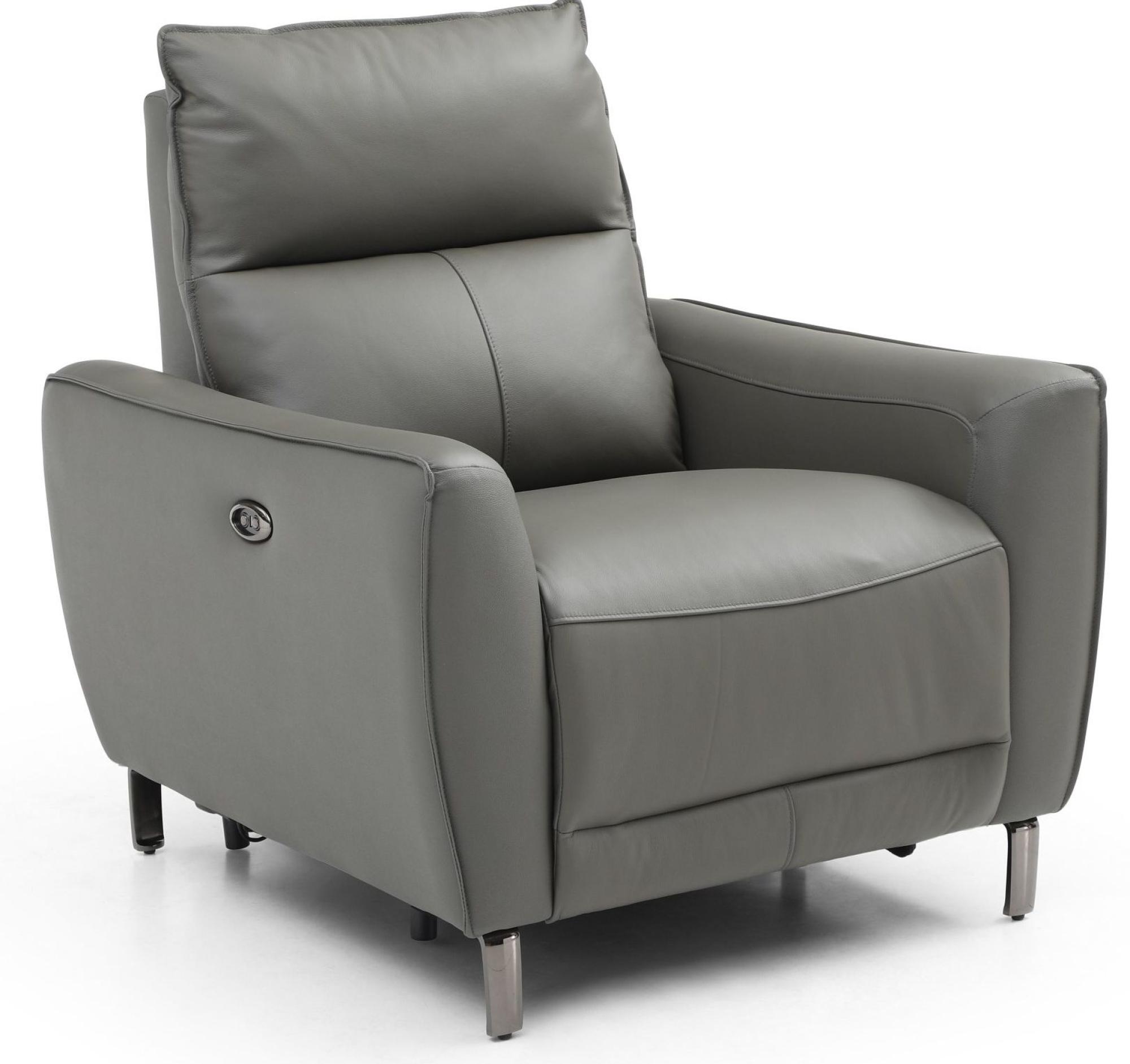 Product photograph of Brooke Grey Leather Electric Recliner Armchair from Choice Furniture Superstore.