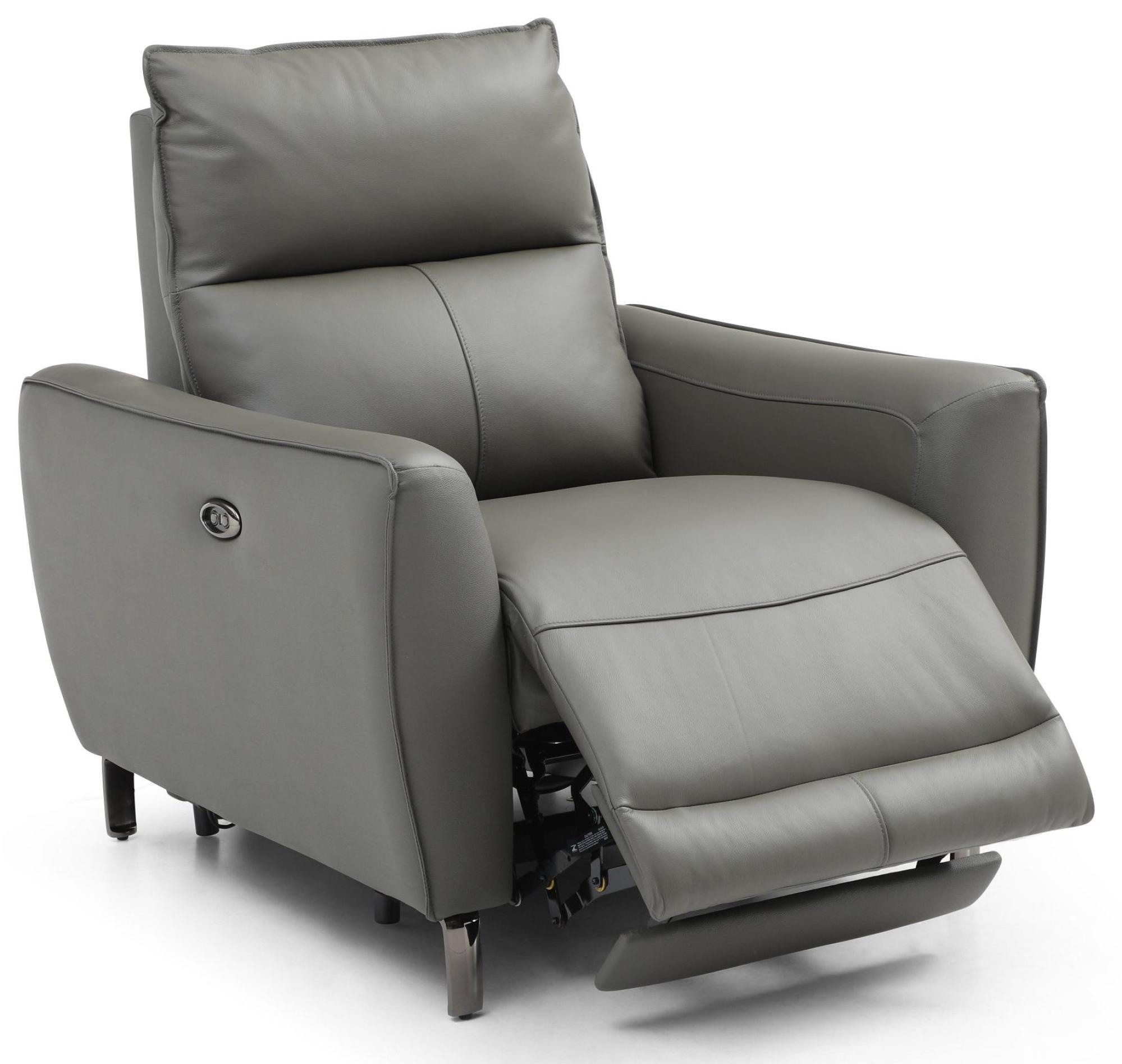 Product photograph of Brooke Grey Leather Electric Recliner Armchair from Choice Furniture Superstore.