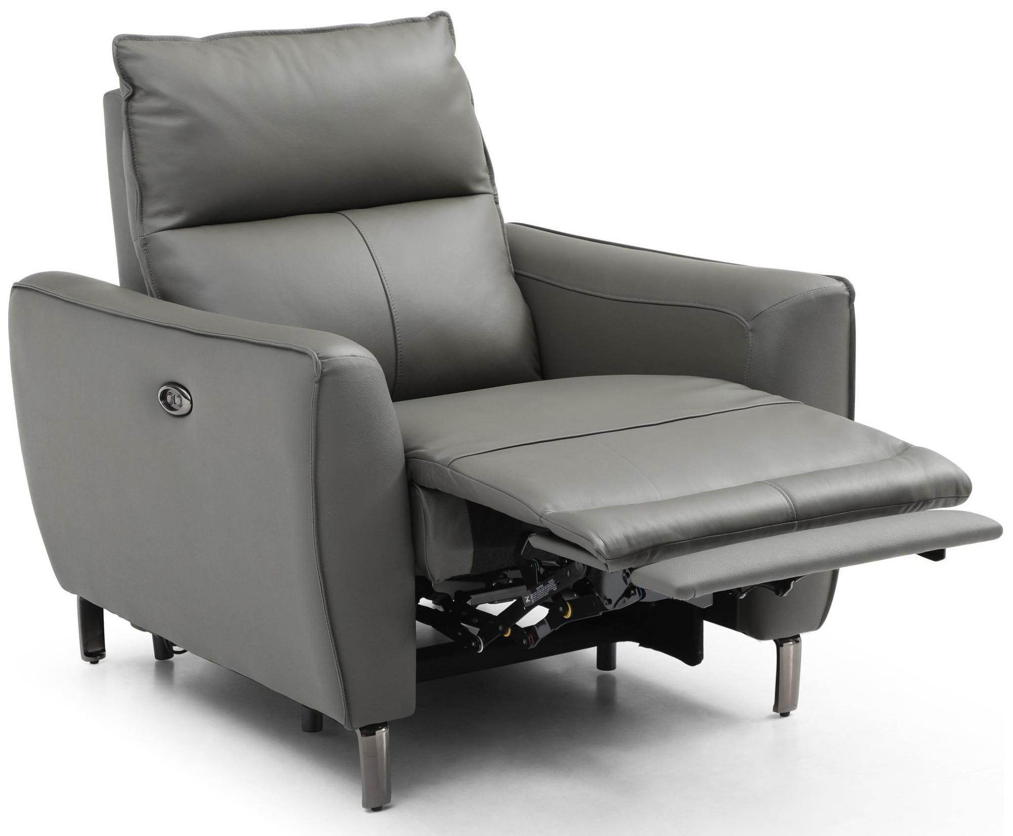 Product photograph of Brooke Grey Leather Electric Recliner Armchair from Choice Furniture Superstore.