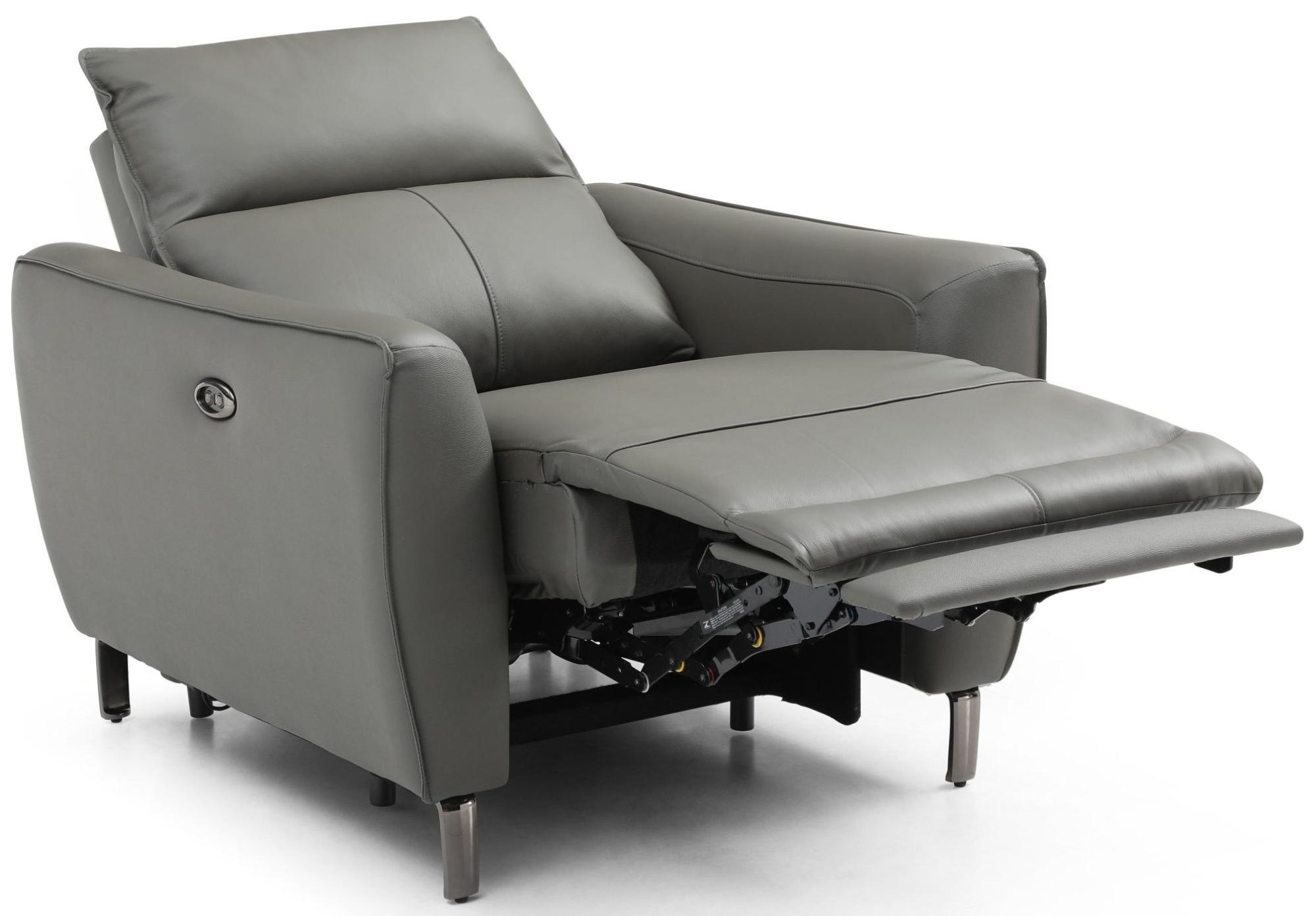 Product photograph of Brooke Grey Leather Electric Recliner Armchair from Choice Furniture Superstore.