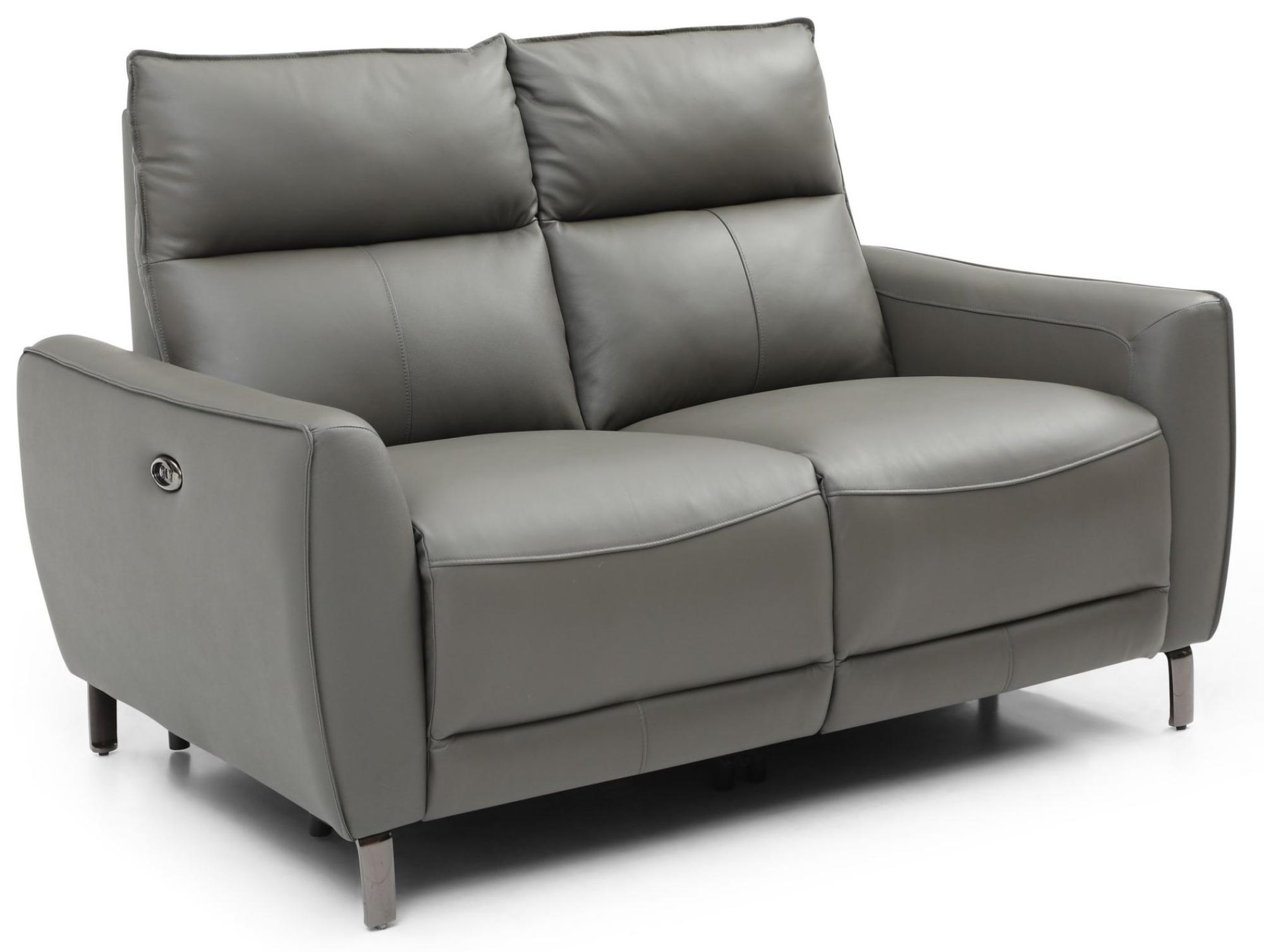 Product photograph of Brooke Grey Leather 2 Seater Electric Recliner Sofa from Choice Furniture Superstore.