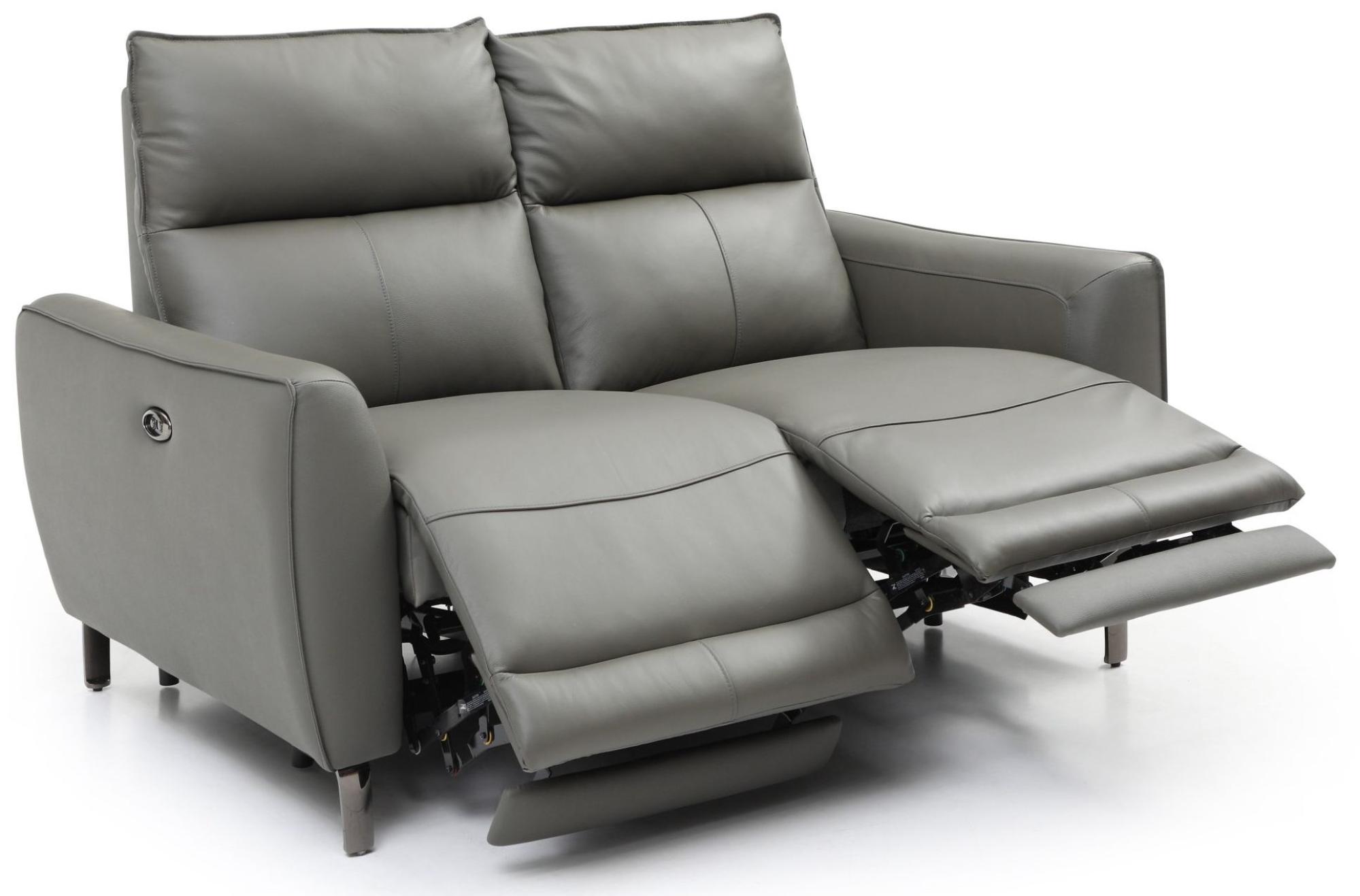 Product photograph of Brooke Grey Leather 2 Seater Electric Recliner Sofa from Choice Furniture Superstore.