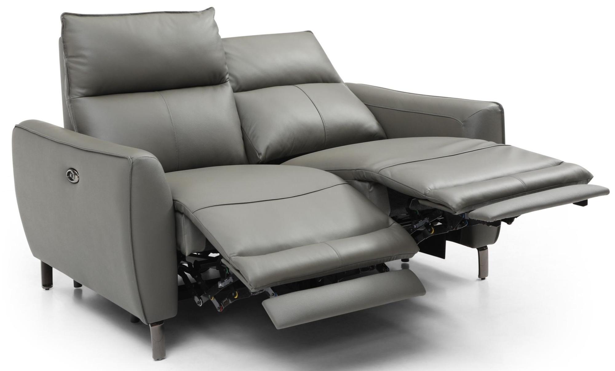 Product photograph of Brooke Grey Leather 2 Seater Electric Recliner Sofa from Choice Furniture Superstore.