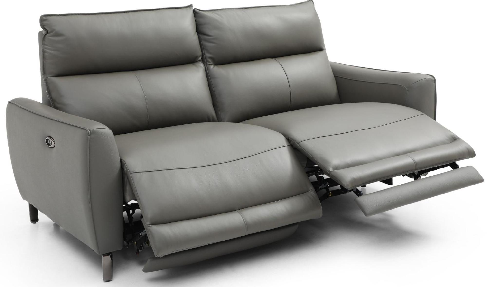 Product photograph of Brooke Grey Leather 3 Seater Electric Recliner Sofa from Choice Furniture Superstore.