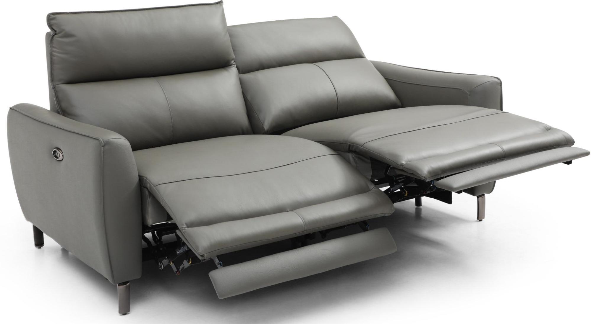 Product photograph of Brooke Grey Leather 3 Seater Electric Recliner Sofa from Choice Furniture Superstore.