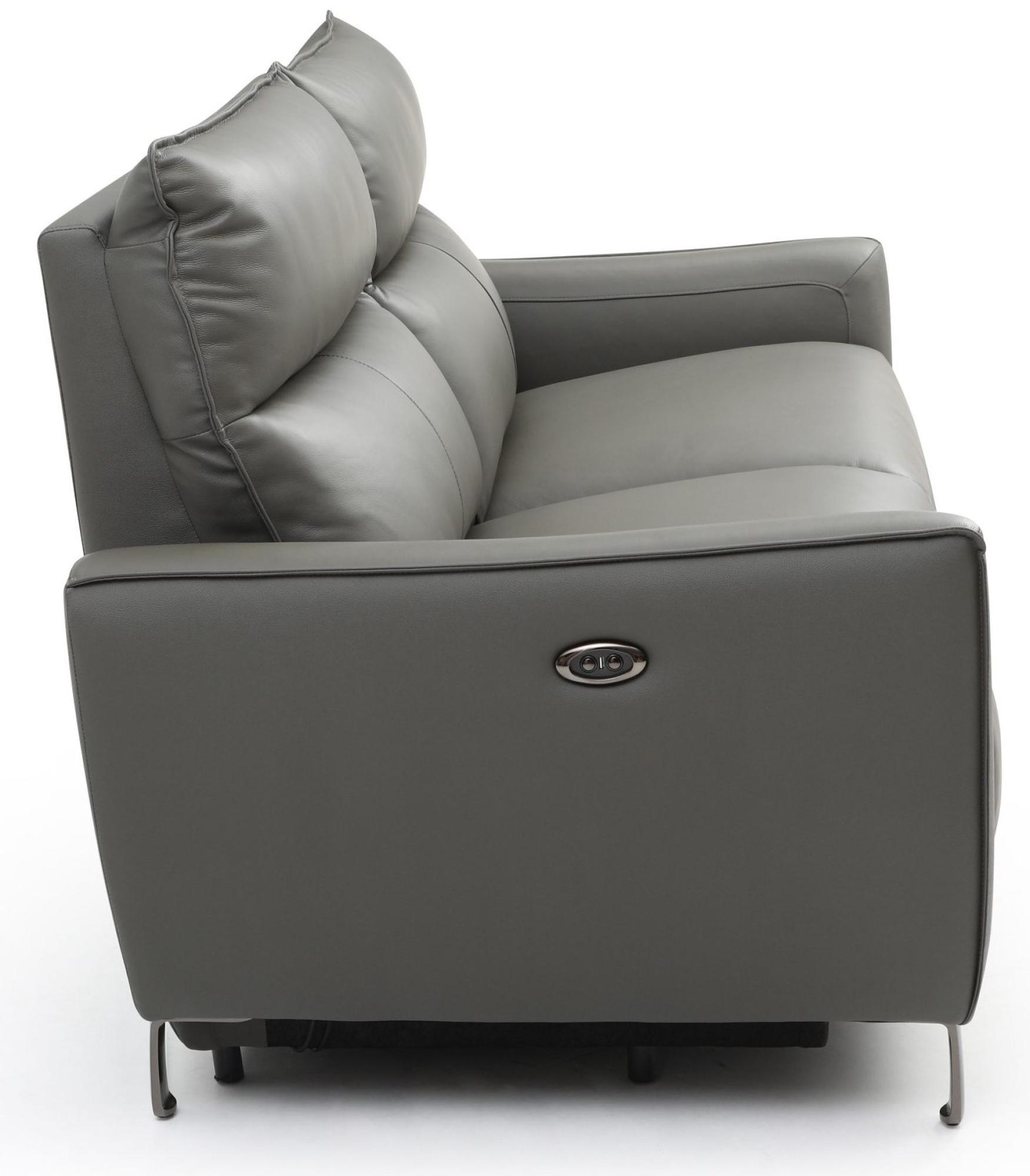 Product photograph of Brooke Grey Leather 3 Seater Electric Recliner Sofa from Choice Furniture Superstore.