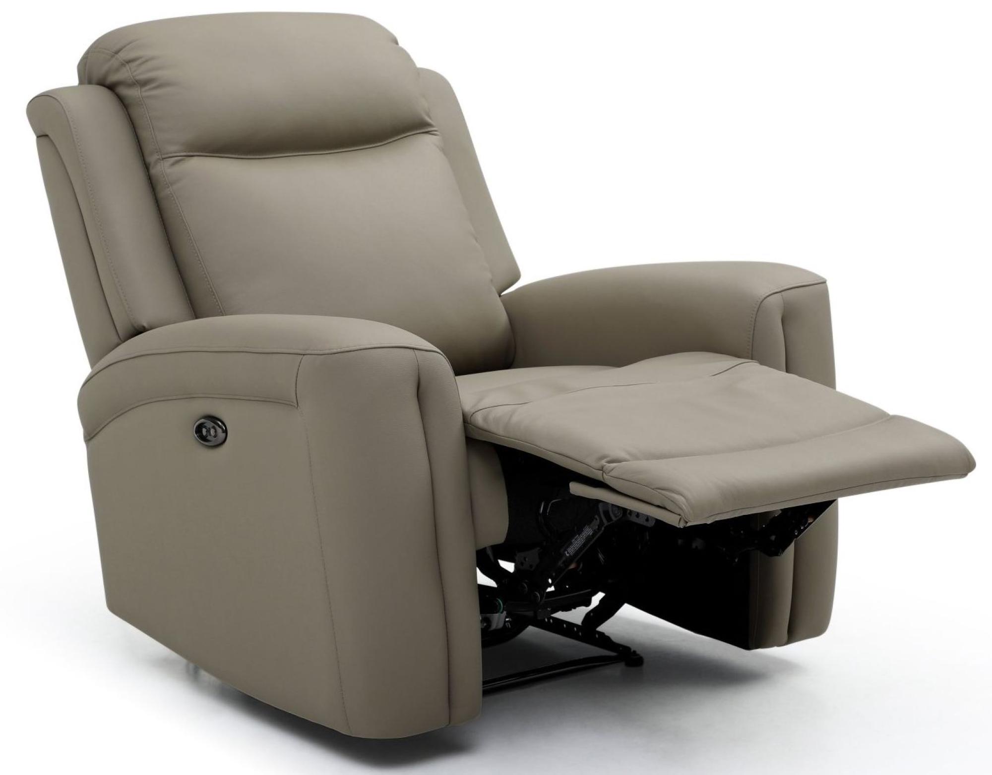 Product photograph of Henley Taupe Leather Electric Recliner Armchair from Choice Furniture Superstore.