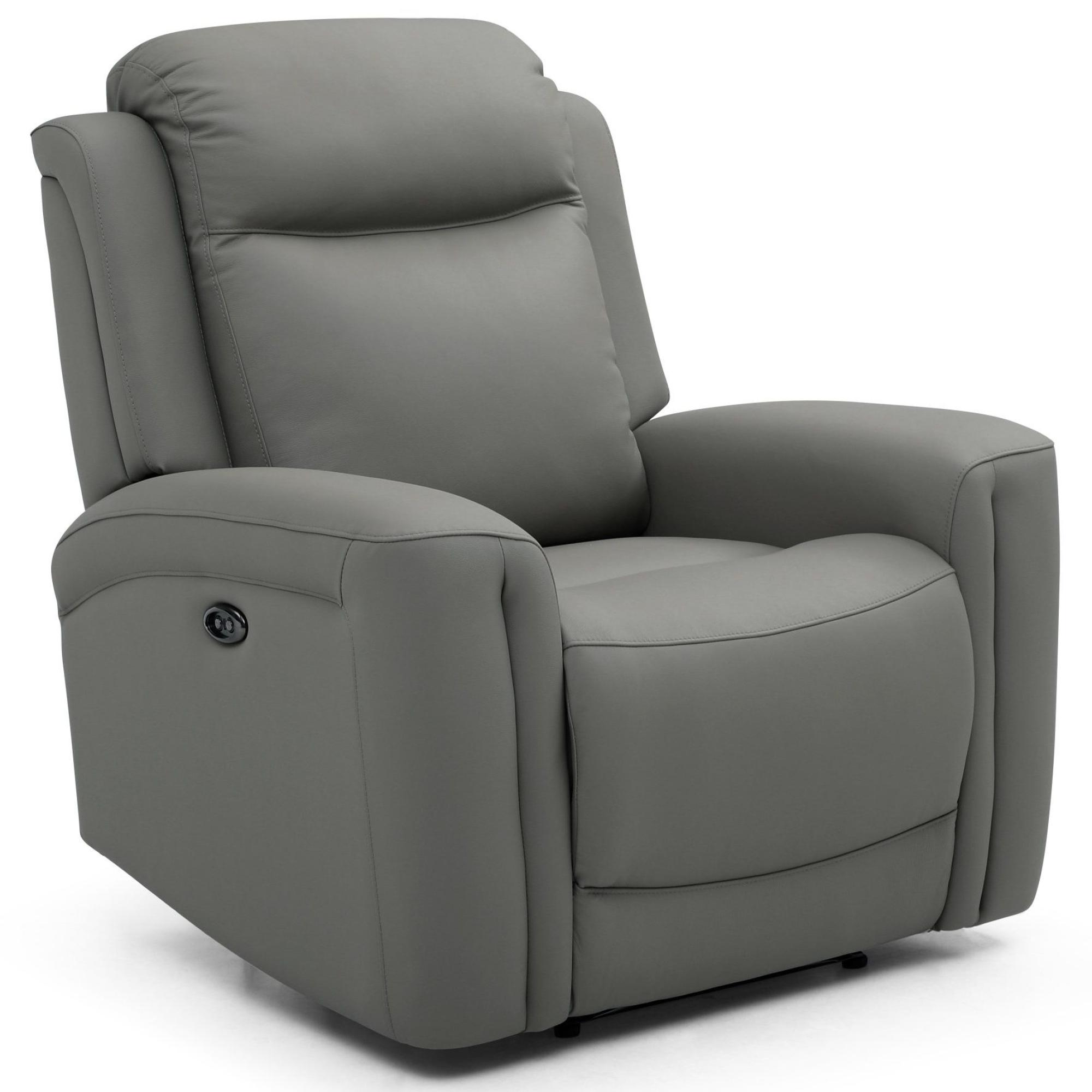 Product photograph of Henley Grey Leather Electric Recliner Armchair from Choice Furniture Superstore.