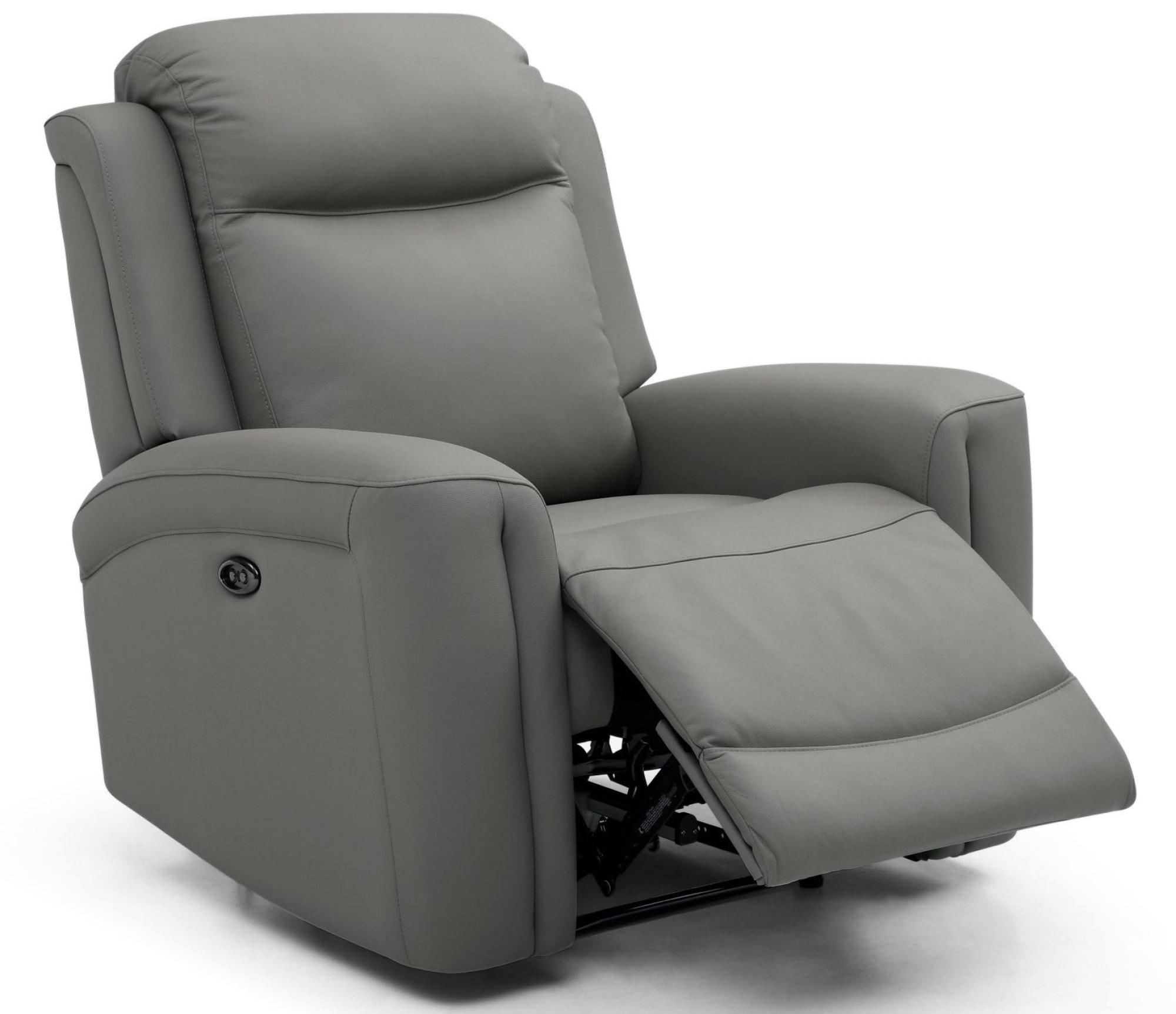 Product photograph of Henley Grey Leather Electric Recliner Armchair from Choice Furniture Superstore.