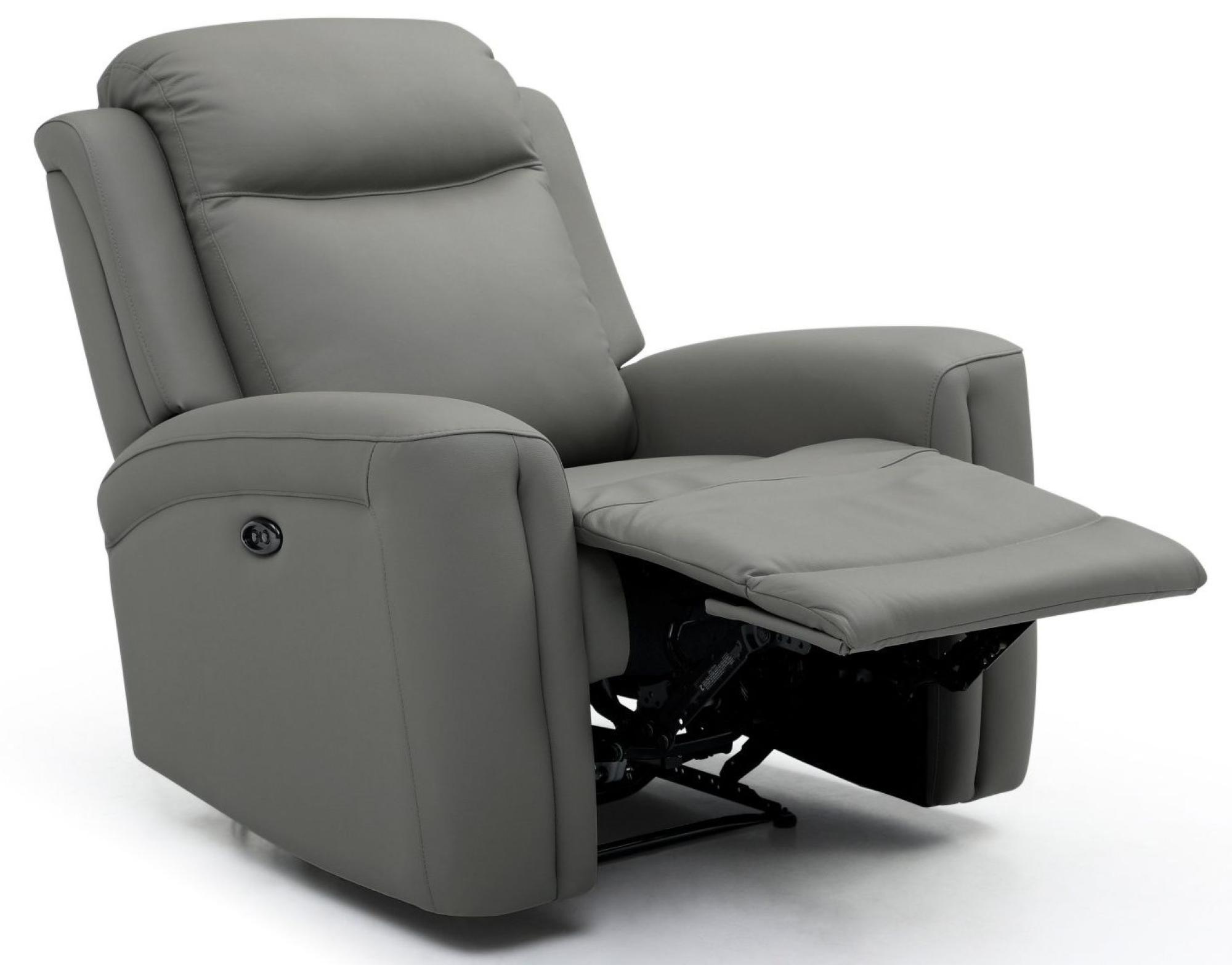 Product photograph of Henley Grey Leather Electric Recliner Armchair from Choice Furniture Superstore.