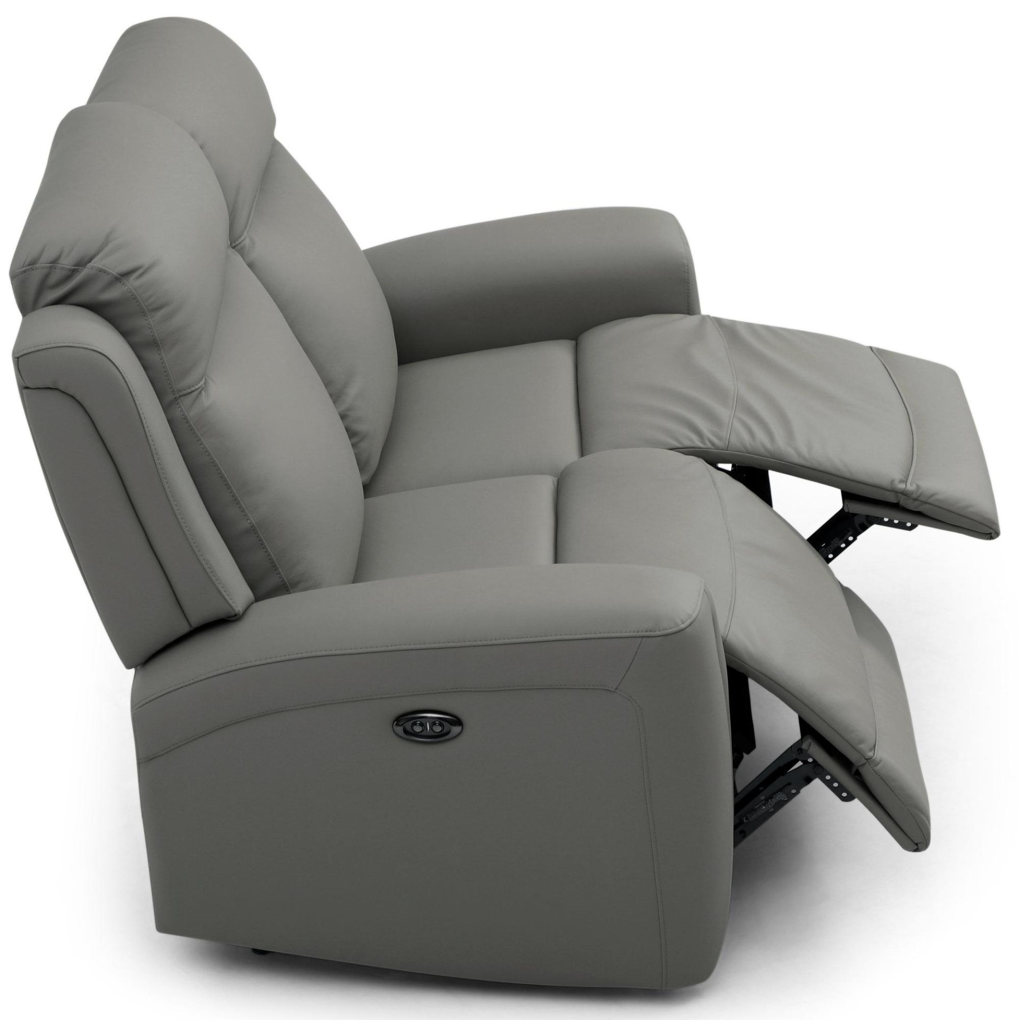 Product photograph of Henley Grey Leather 2 Seater Electric Recliner Sofa from Choice Furniture Superstore.