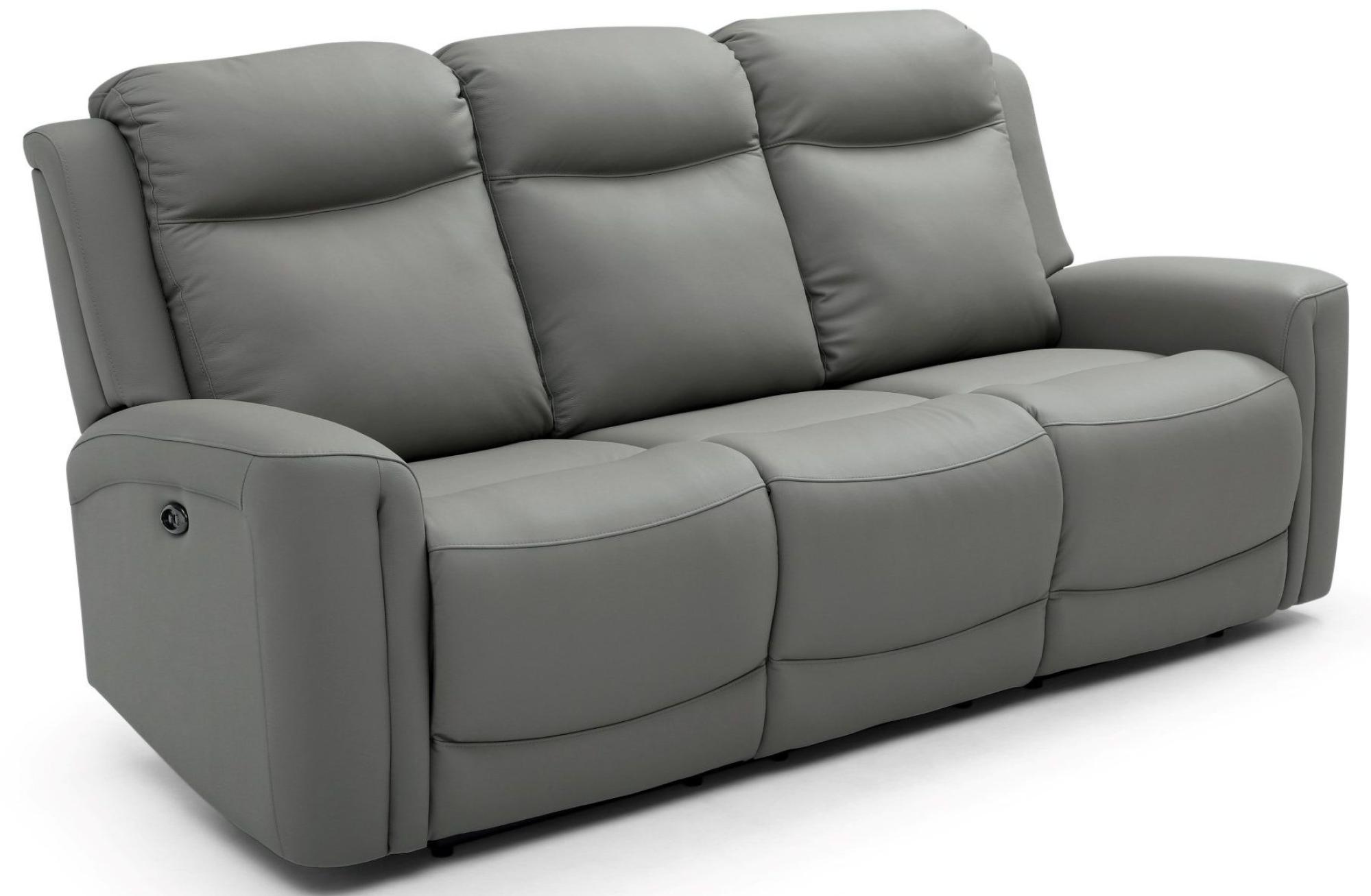 Product photograph of Henley Grey Leather 3 Seater Electric Recliner Sofa from Choice Furniture Superstore.