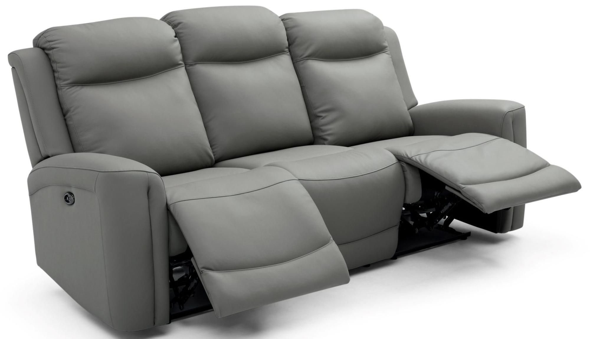 Product photograph of Henley Grey Leather 3 Seater Electric Recliner Sofa from Choice Furniture Superstore.