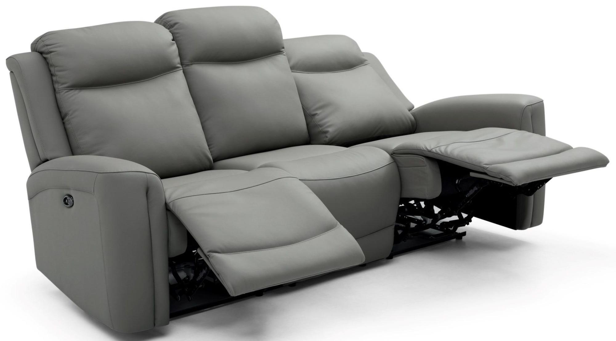 Product photograph of Henley Grey Leather 3 Seater Electric Recliner Sofa from Choice Furniture Superstore.