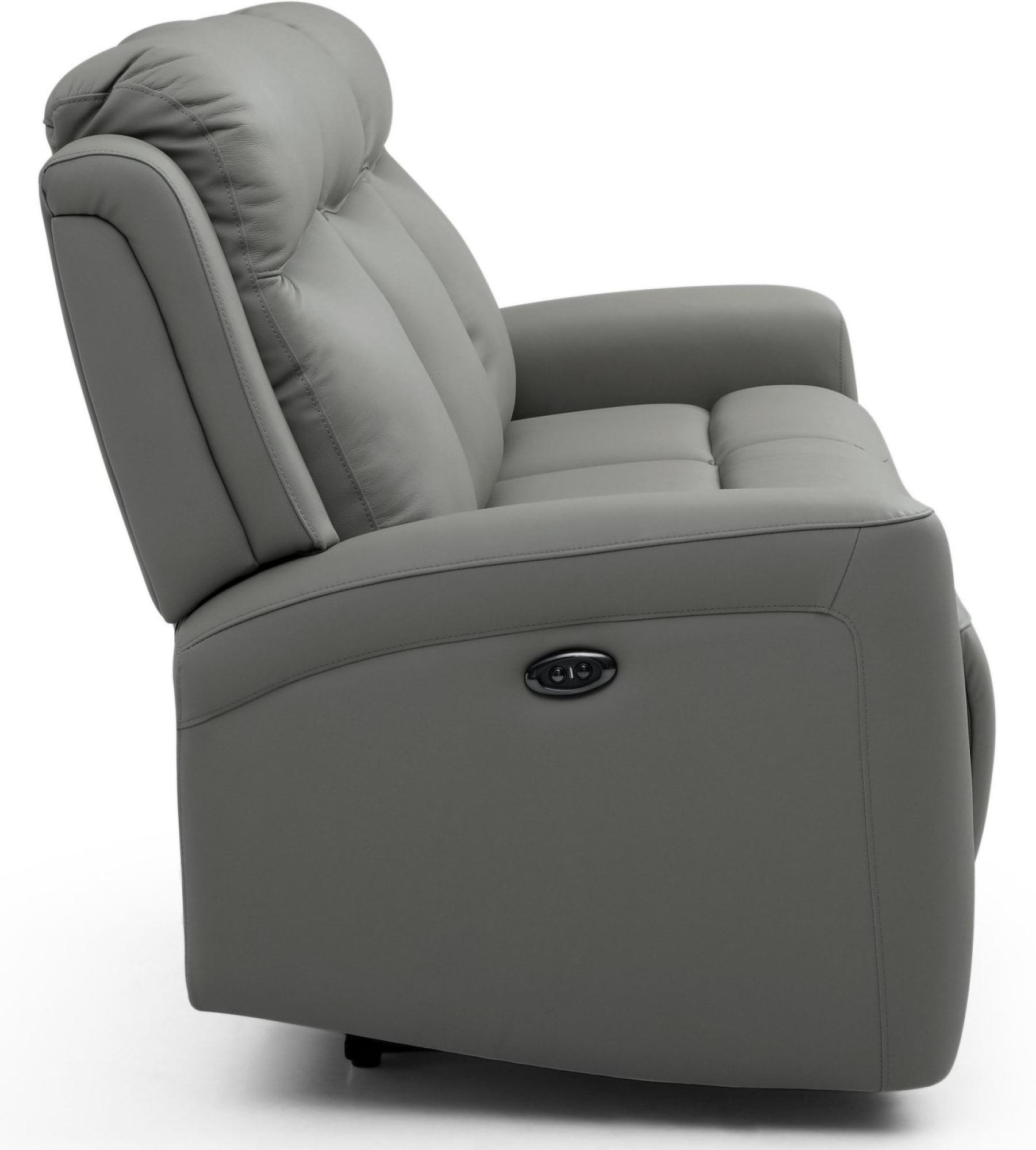 Product photograph of Henley Grey Leather 3 Seater Electric Recliner Sofa from Choice Furniture Superstore.