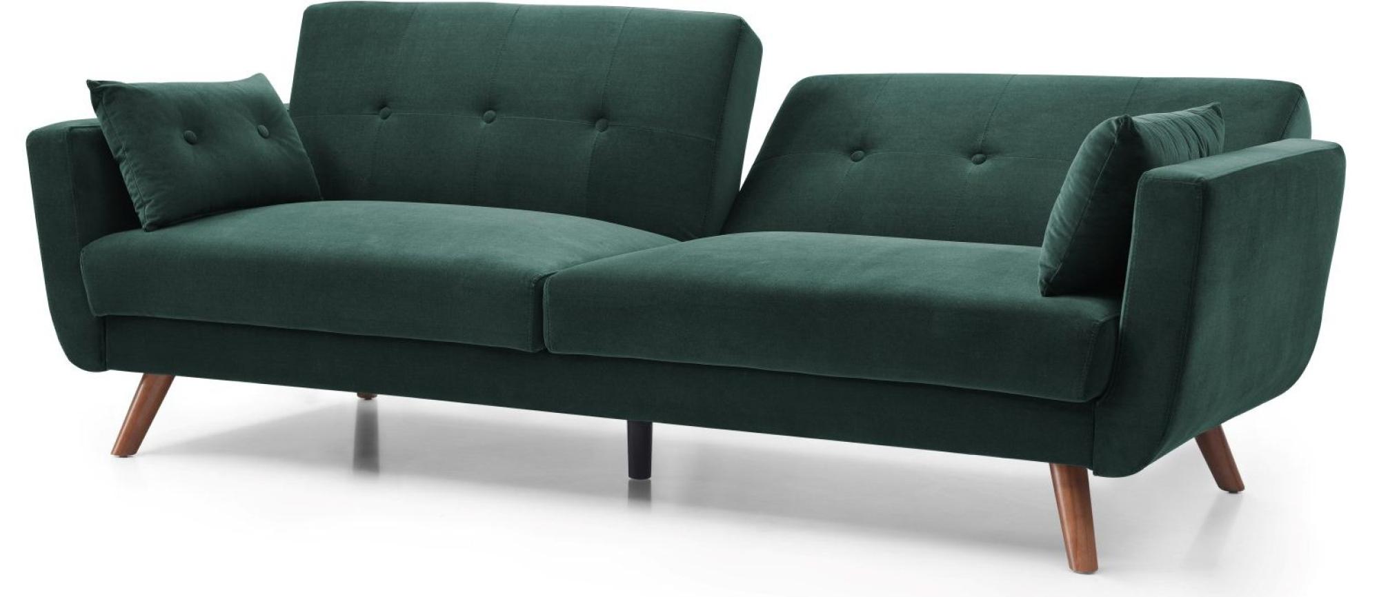 Product photograph of Oslo Bottle Green Velvet Fabric Click Clack 2 Seater Sofa Bed from Choice Furniture Superstore.