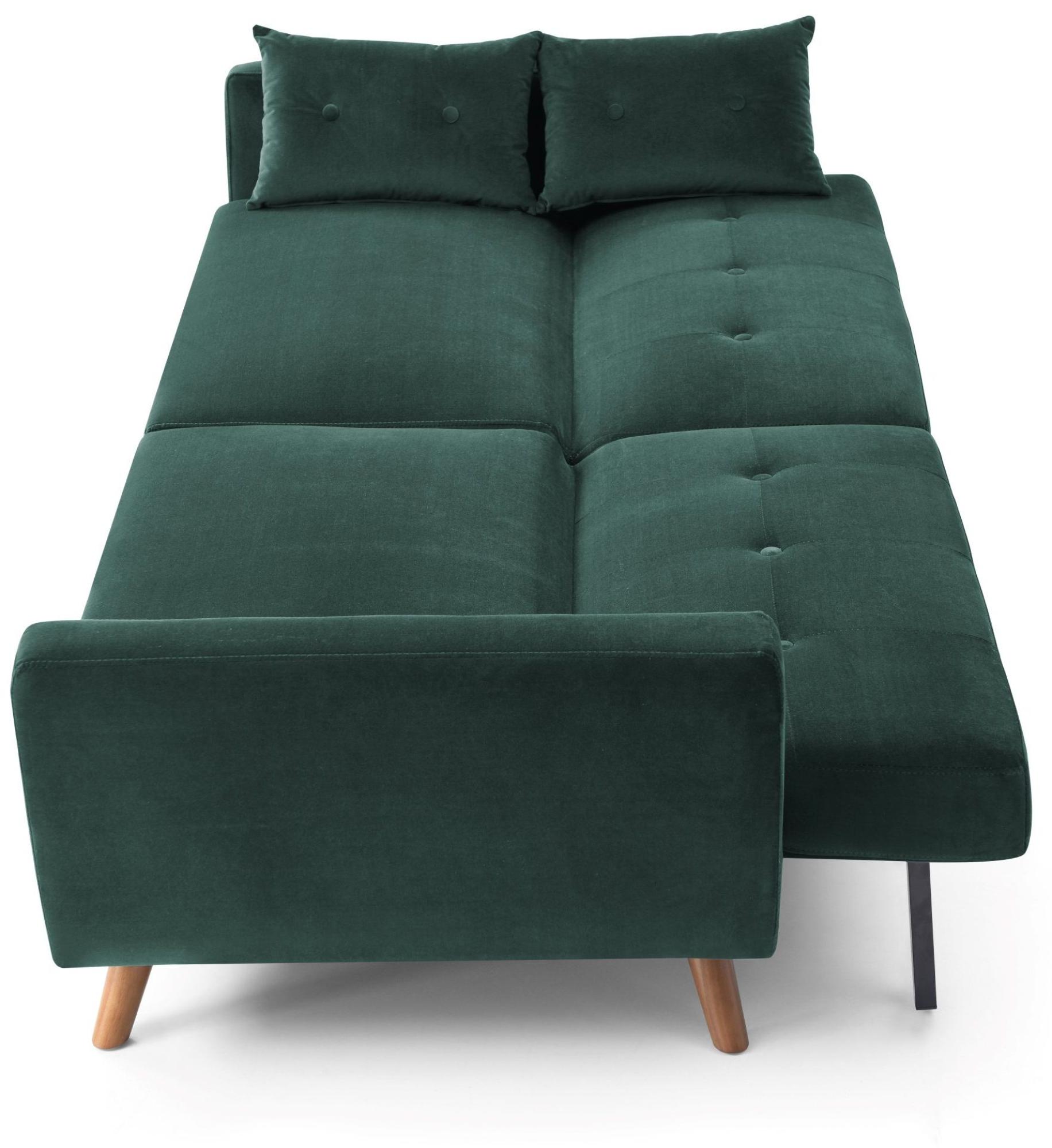 Product photograph of Oslo Bottle Green Velvet Fabric Click Clack 2 Seater Sofa Bed from Choice Furniture Superstore.