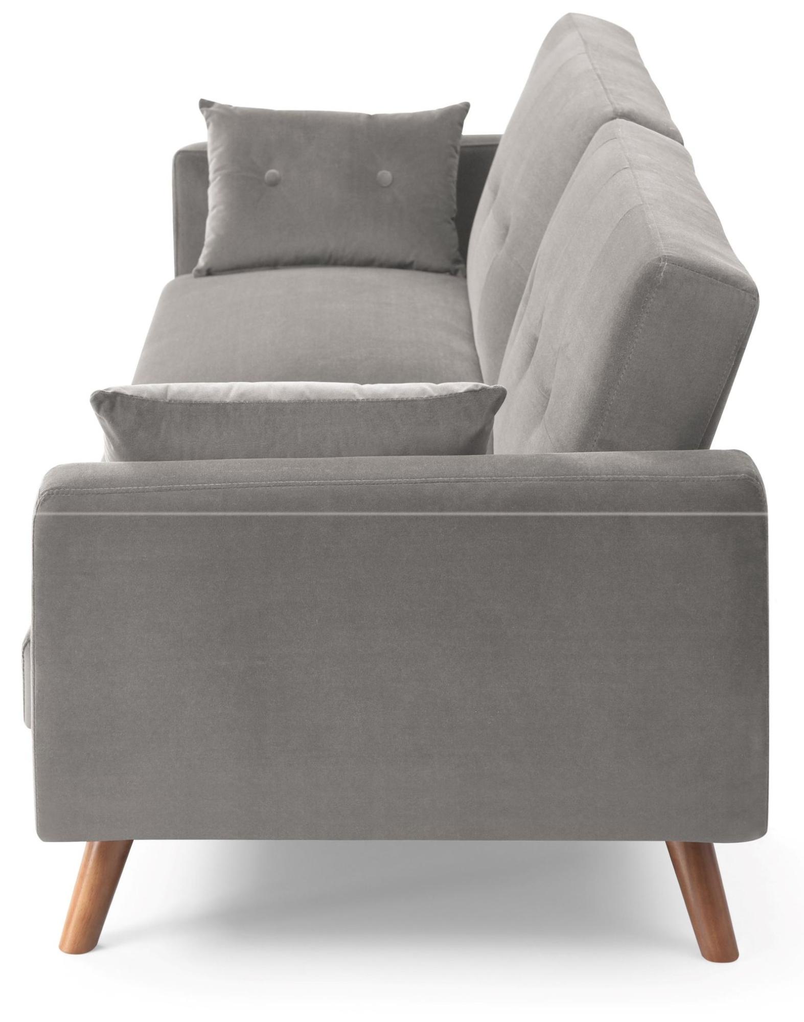 Product photograph of Oslo Grey Velvet Fabric Click Clack 2 Seater Sofa Bed from Choice Furniture Superstore.