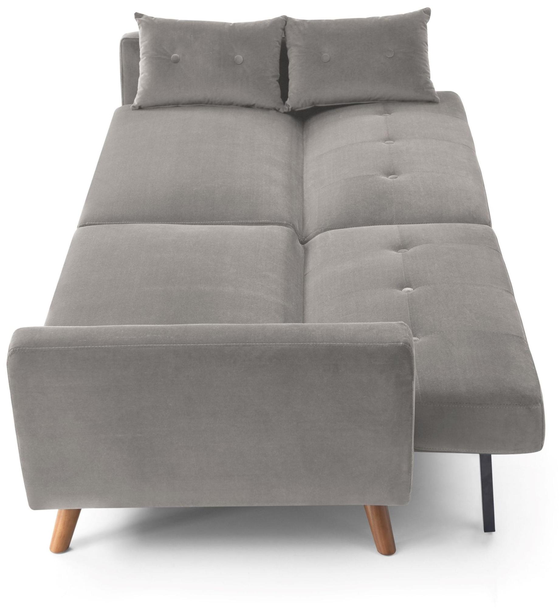 Product photograph of Oslo Grey Velvet Fabric Click Clack 2 Seater Sofa Bed from Choice Furniture Superstore.