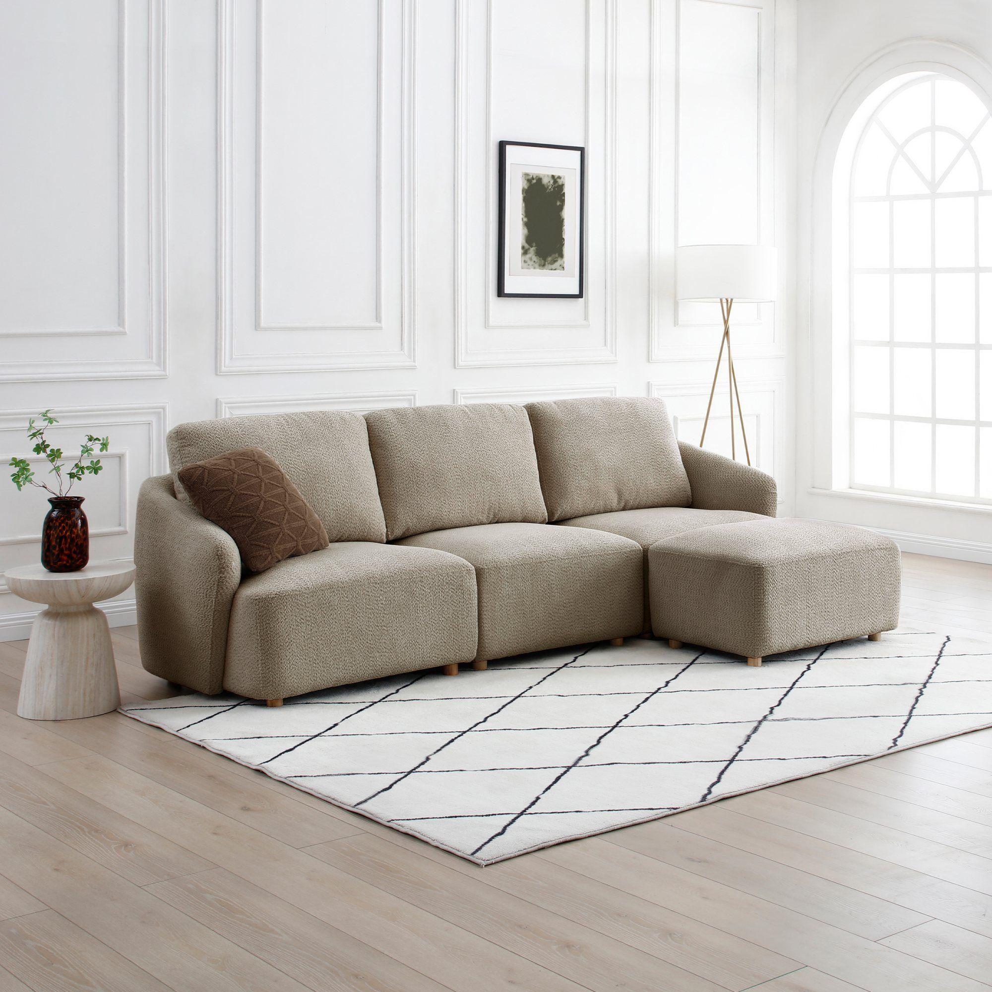 Product photograph of Como Taupe Boucle Fabric 3 Seater Modular Sofa from Choice Furniture Superstore.