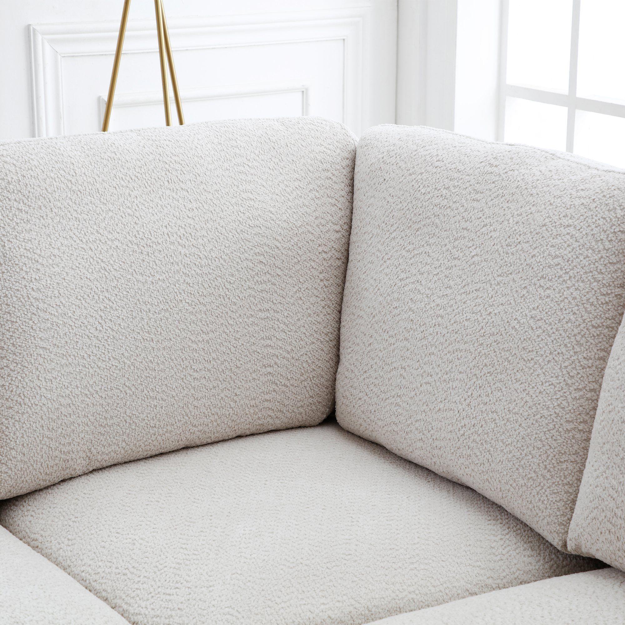 Product photograph of Como Natural Boucle Fabric Corner Armless Chair from Choice Furniture Superstore.