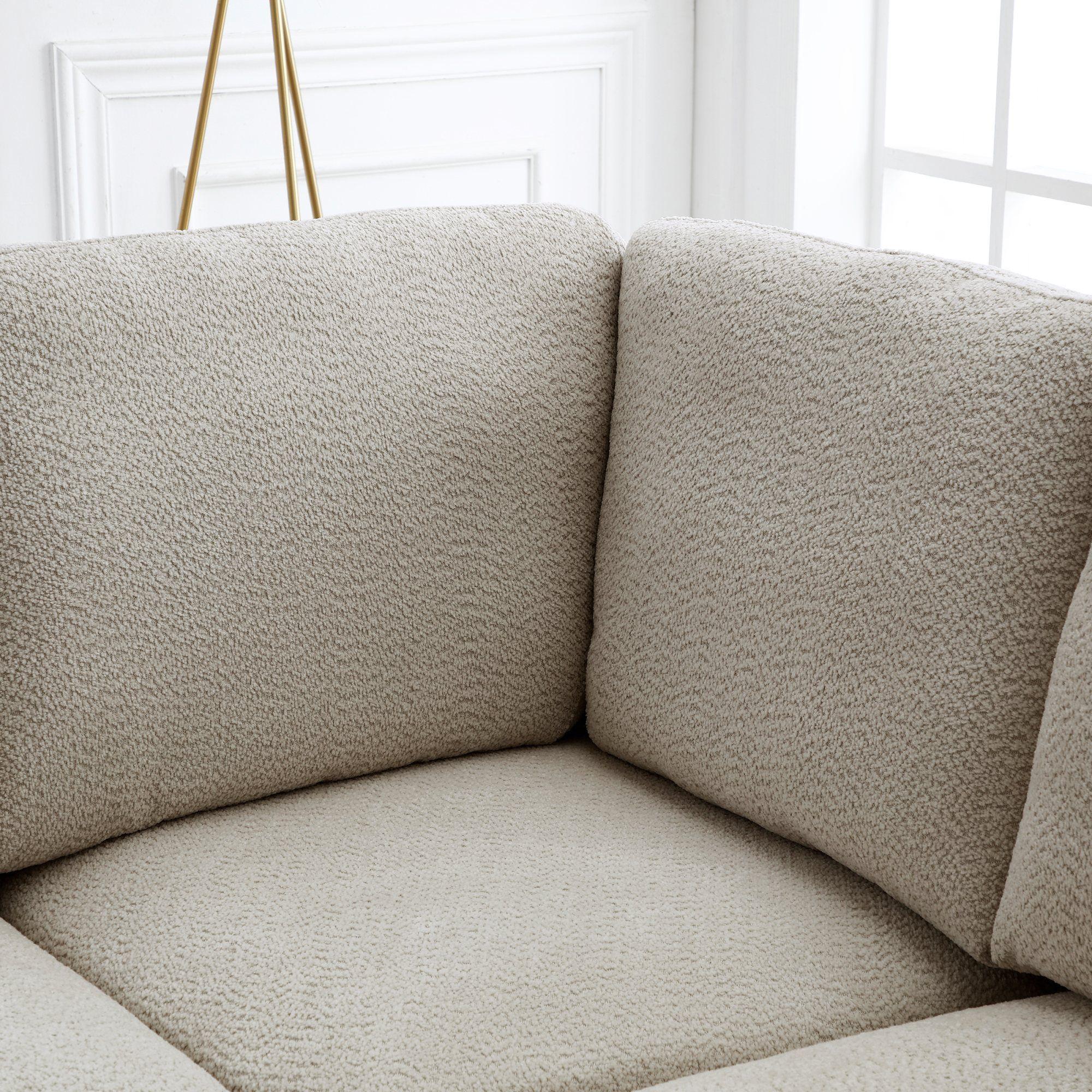 Product photograph of Como Taupe Boucle Fabric Corner Armless Chair from Choice Furniture Superstore.