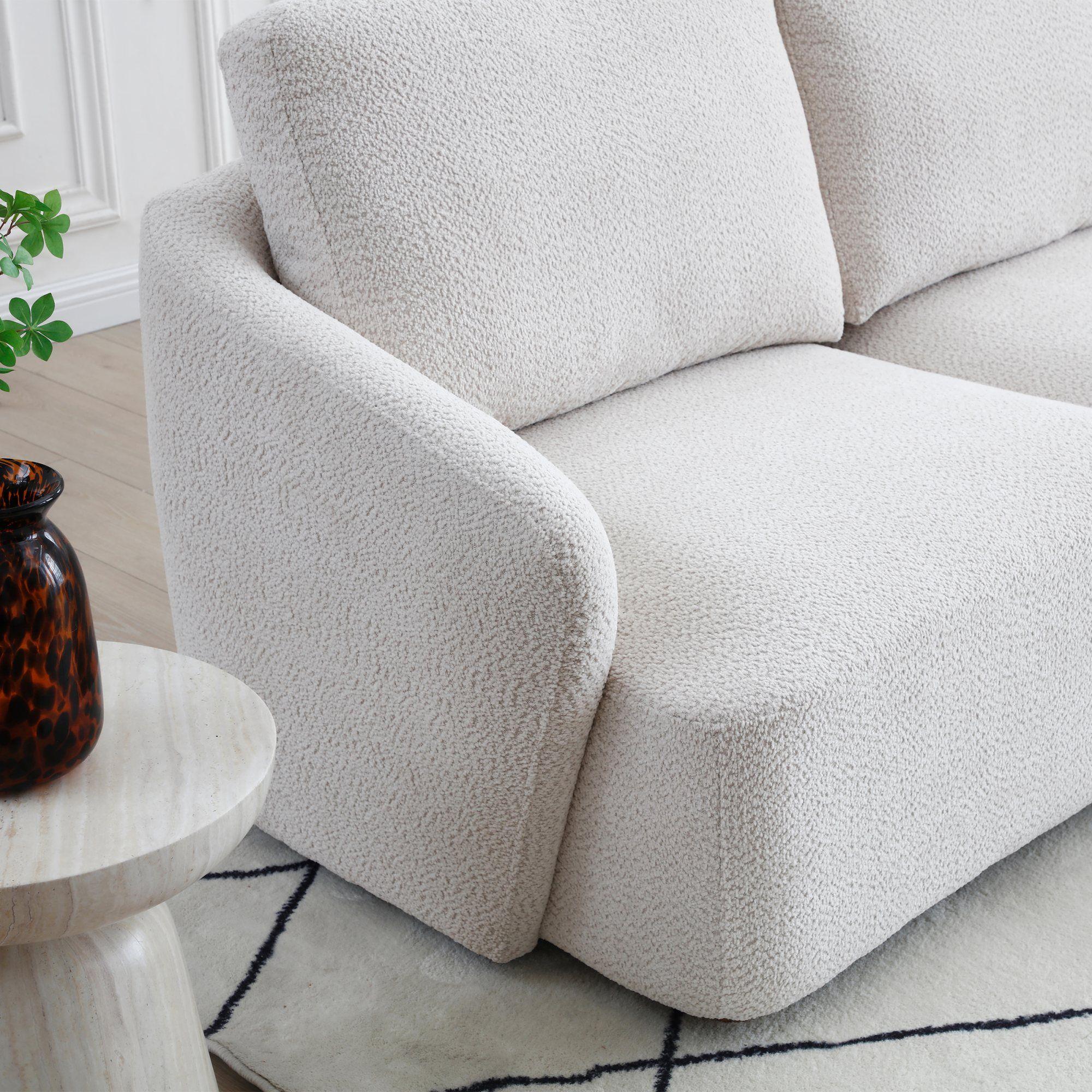 Product photograph of Como Natural Boucle Fabric Left Hand Facing End Chair from Choice Furniture Superstore.