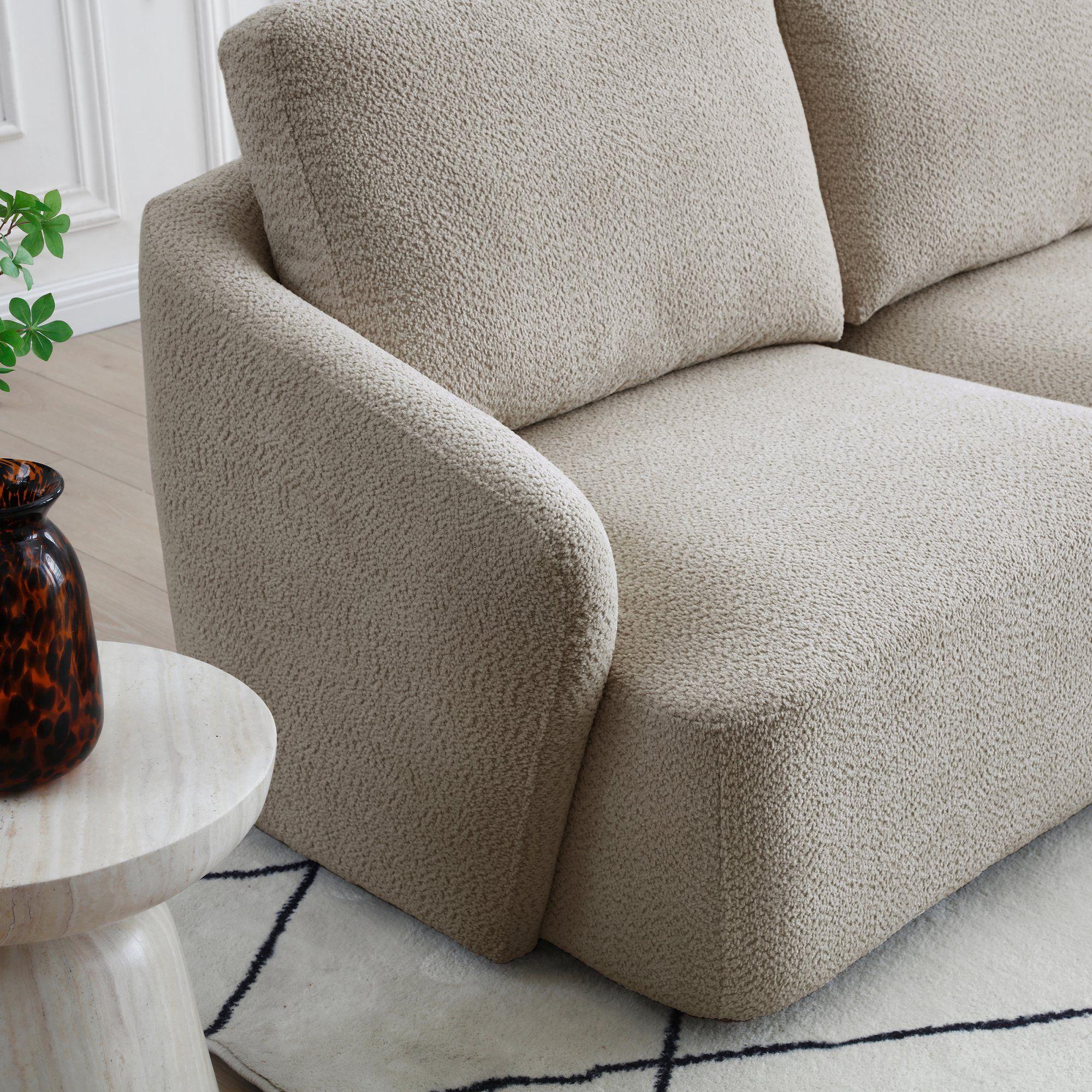 Product photograph of Como Taupe Boucle Fabric Left Hand Facing End Chair from Choice Furniture Superstore.