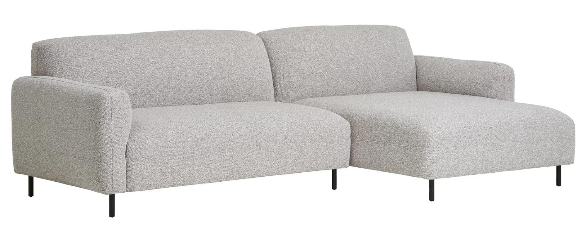 Product photograph of Posey Light Grey Boucle Fabric Right Hand Facing Lounge Sofa With Black Legs from Choice Furniture Superstore.